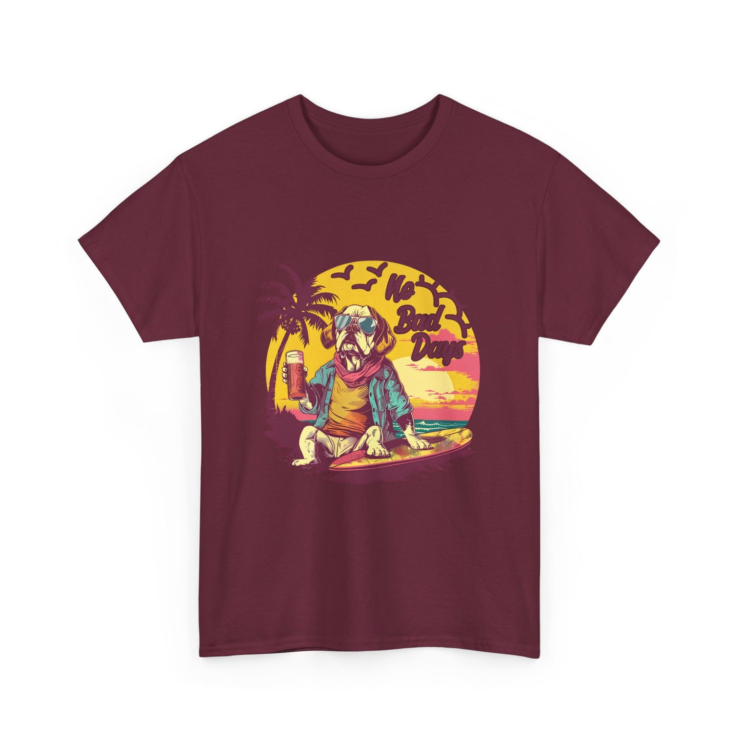 T-Shirt — "No Bad Days" Surf Sloth Retro Beach Tee