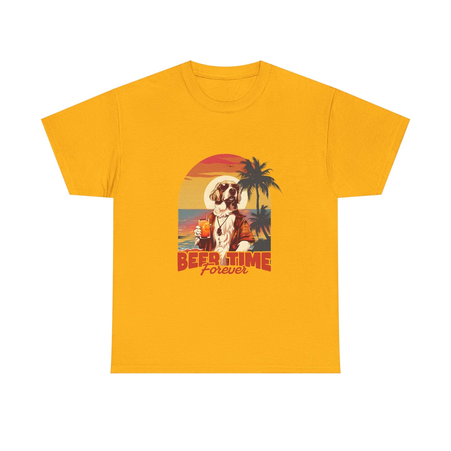 Beer Time Forever T-Shirt — Retro Beach Dog Vacation Tee