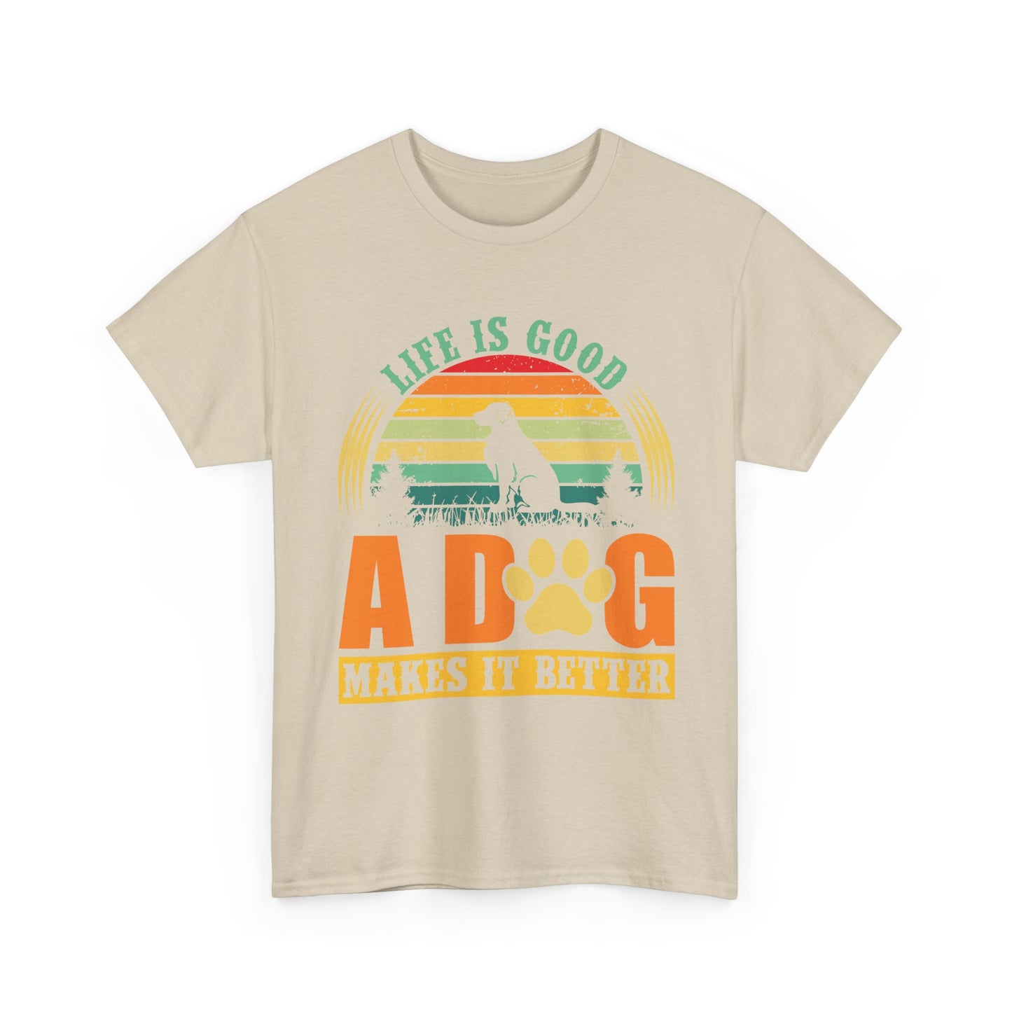 Dog Lover T-Shirt – "Life Is Good, A Dog Makes It Better" Retro Paw Tee