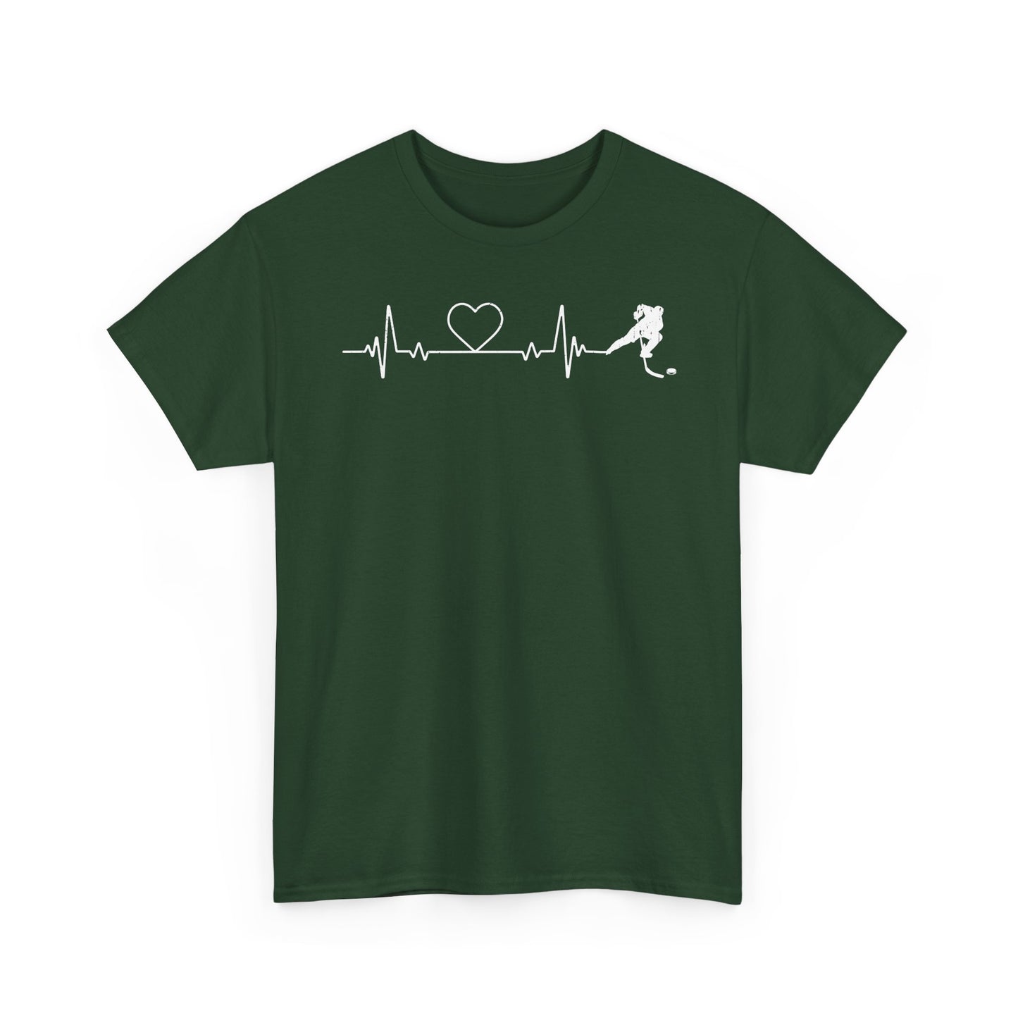 Running Heartbeat T-Shirt — Runner ECG Line with Heart Graphic