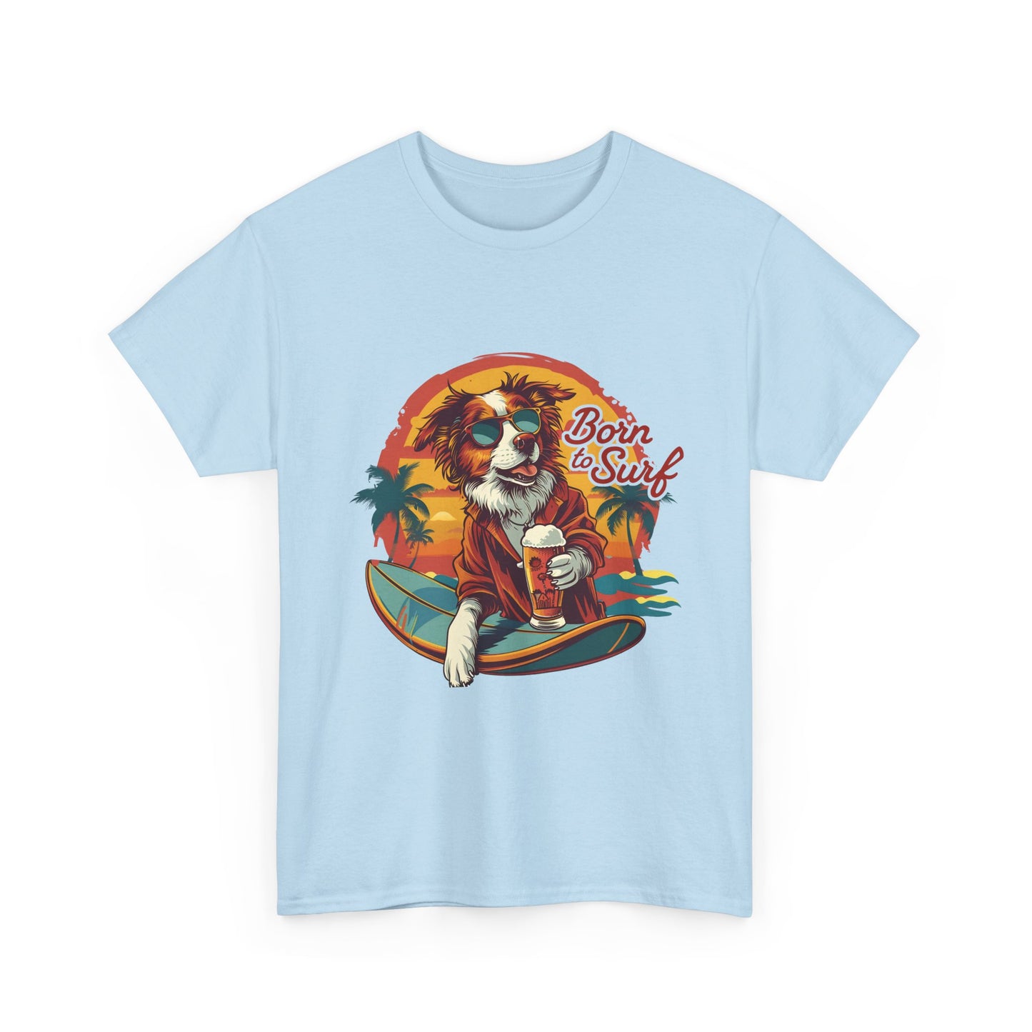 T-Shirt - "Born to Surf" Surfing Dog Graphic Tee