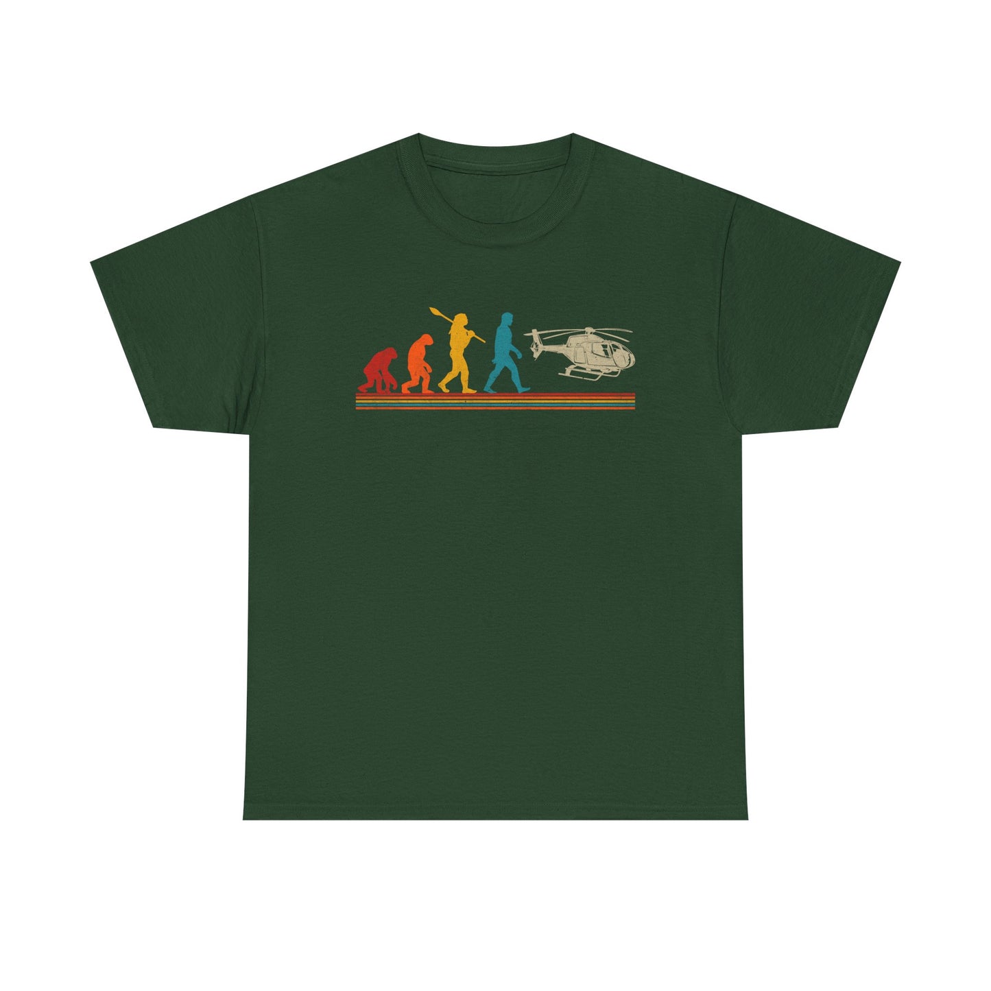 T-Shirt - Evolution of Man to Helicopter Vintage Graphic Tee