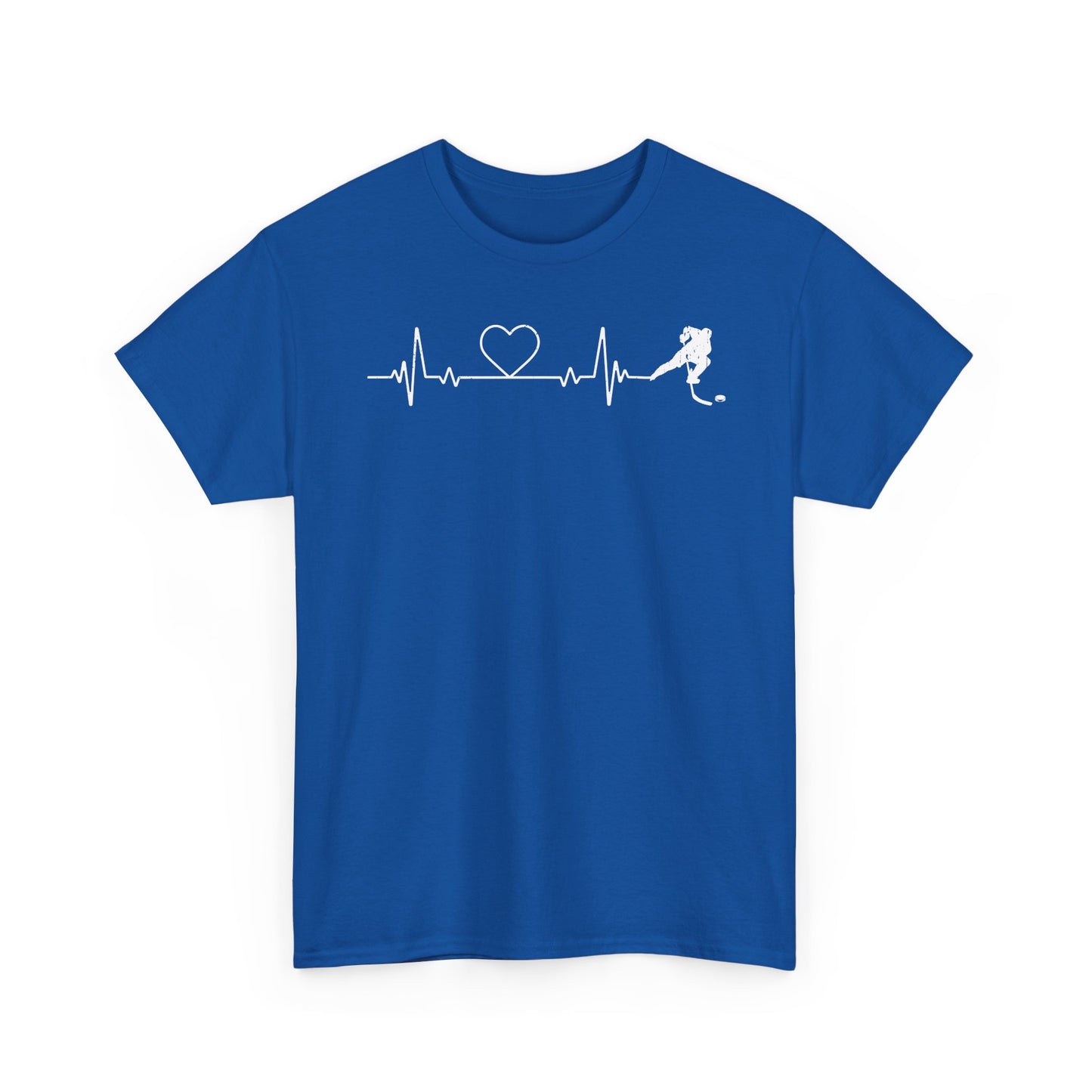 Running Heartbeat T-Shirt — Runner ECG Line with Heart Graphic