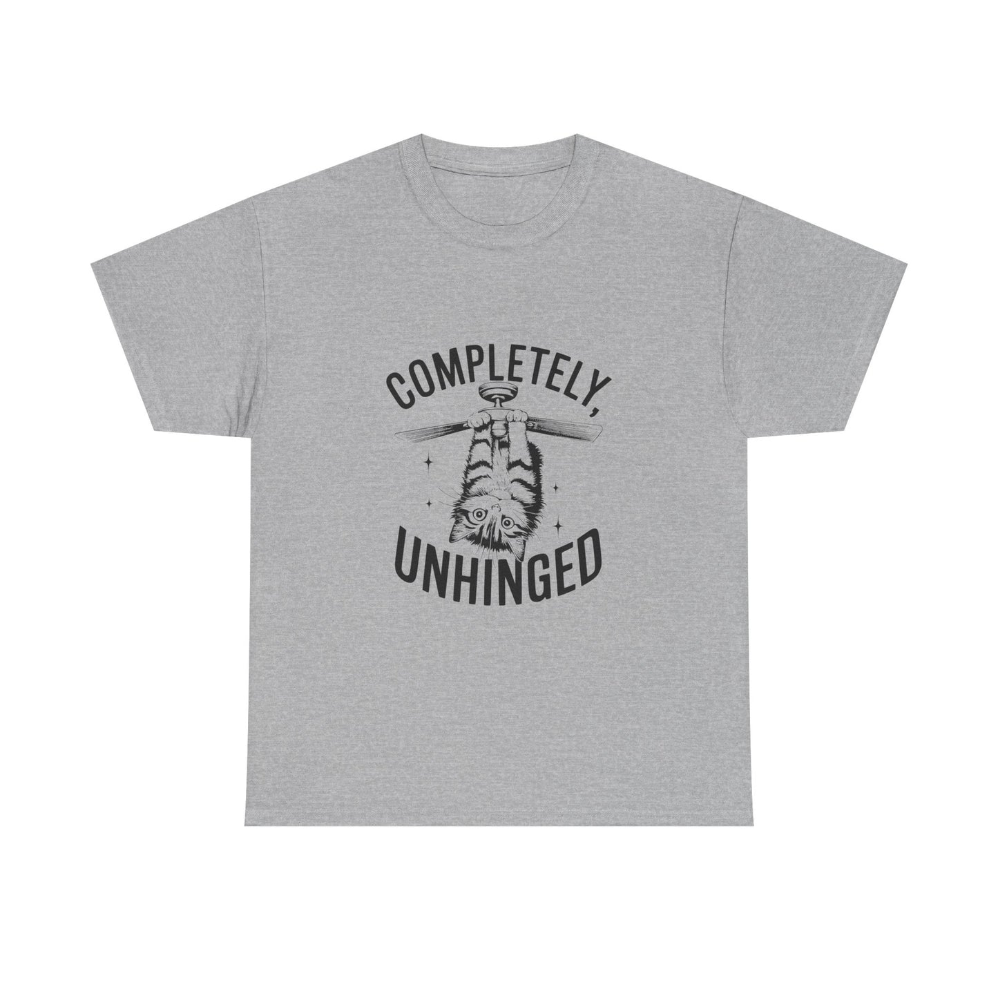 Funny T-Shirt — Completely Unhinged Graphic Tee (Vintage Cat Illustration)