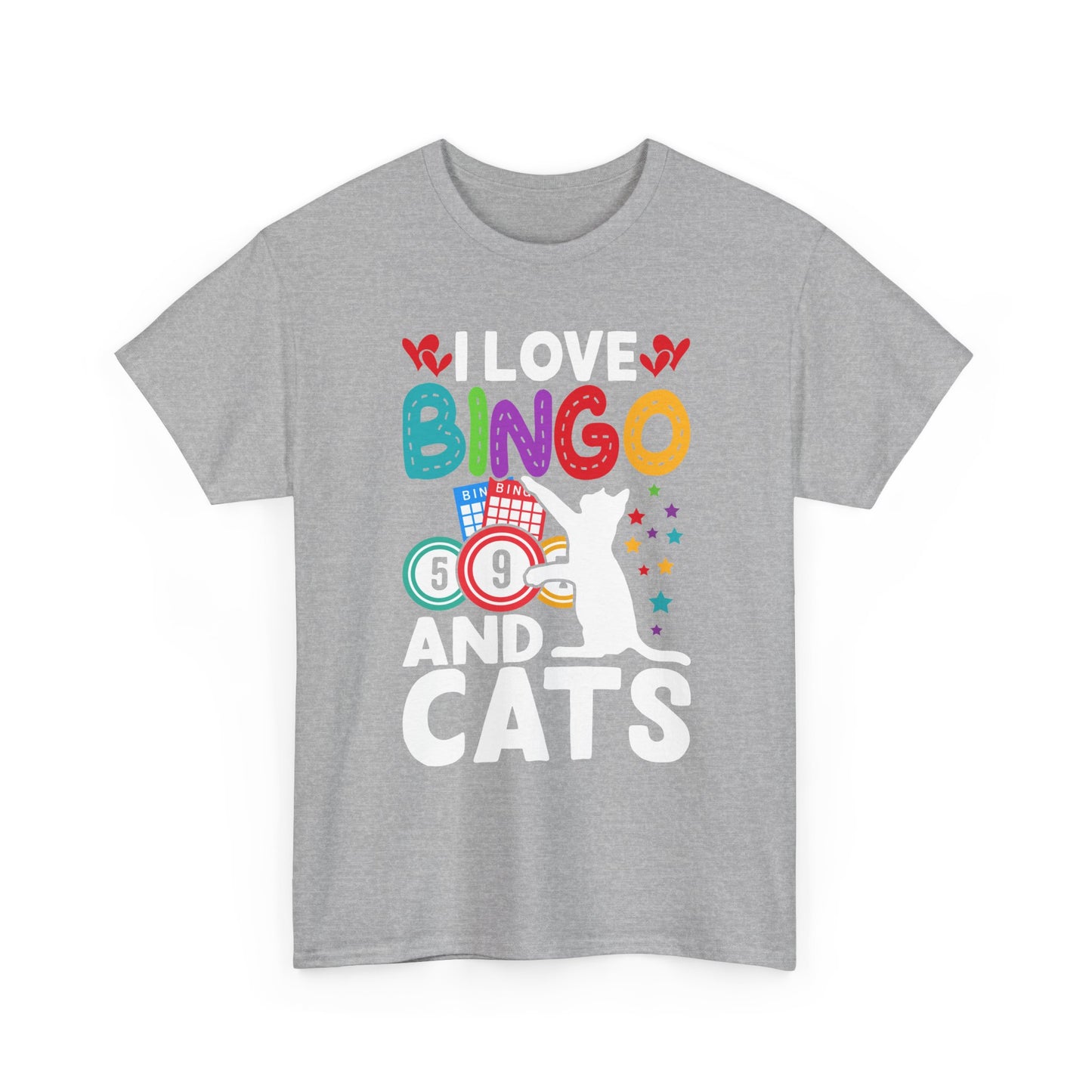 I Love Bingo and Cats T-Shirt — Funny Cat Lover Bingo Tee