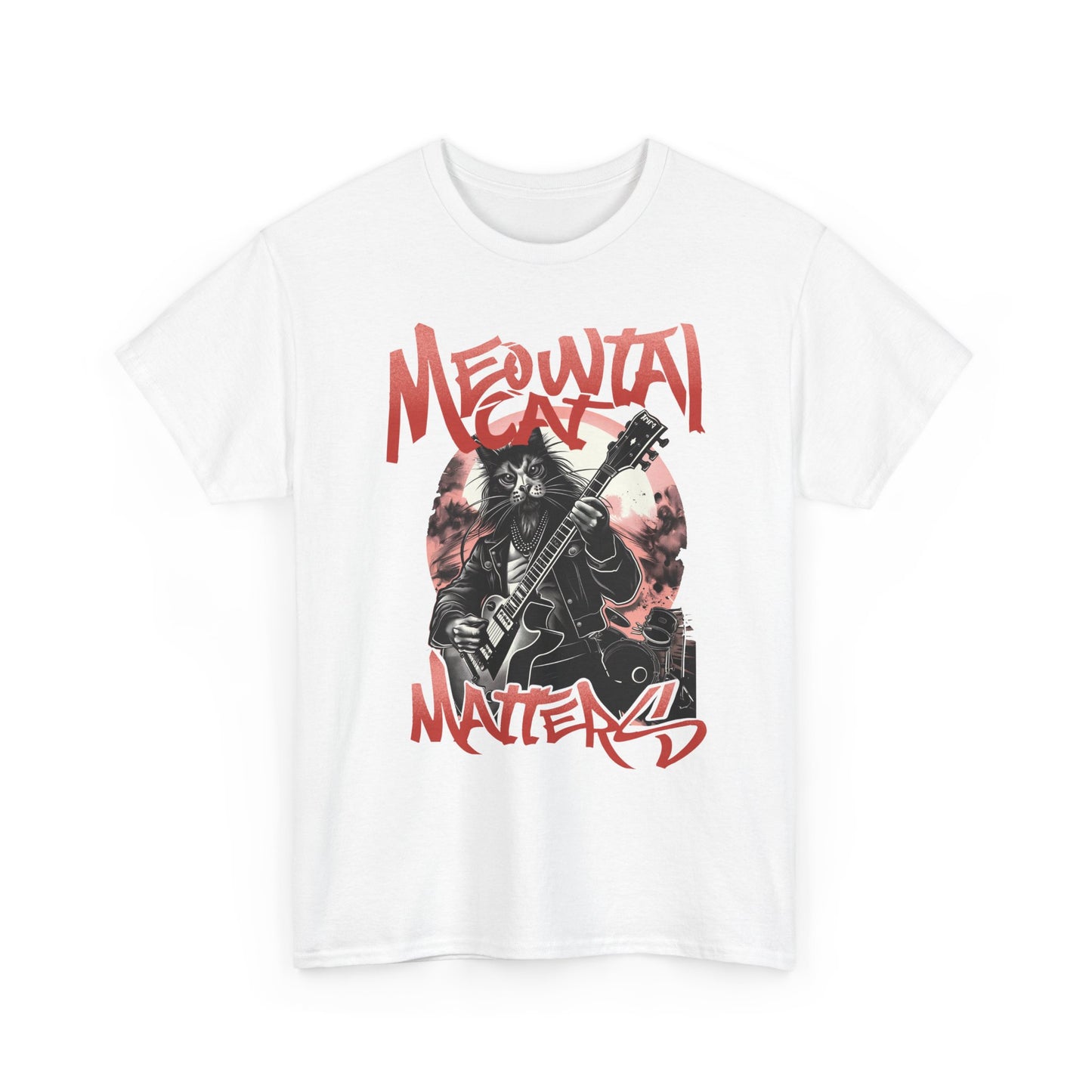 Cat Metal T-Shirt – “Meowtal Matters” Rock Guitar Cat Tee