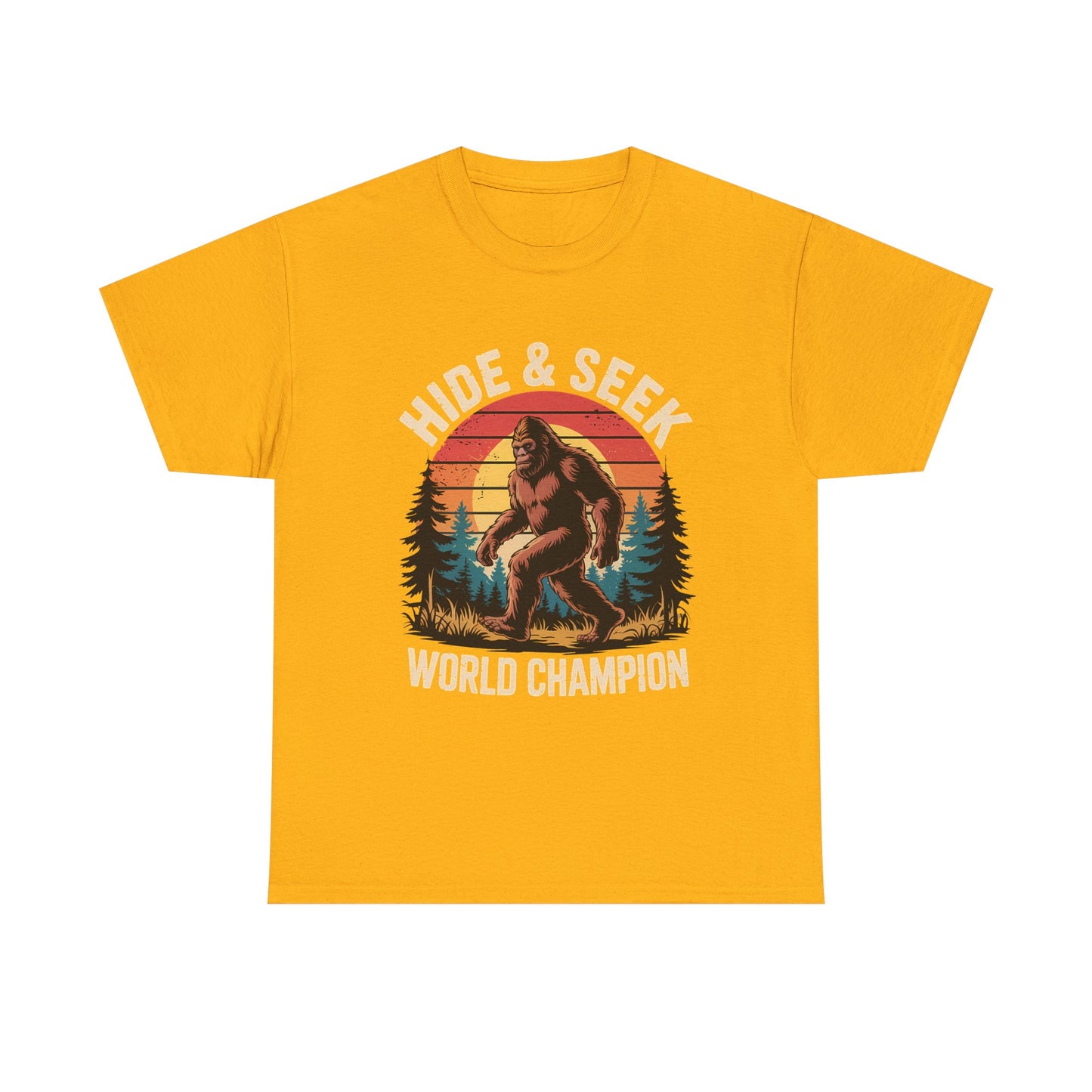 Hide & Seek World Champion T-Shirt — Funny Bigfoot Sasquatch Graphic Tee