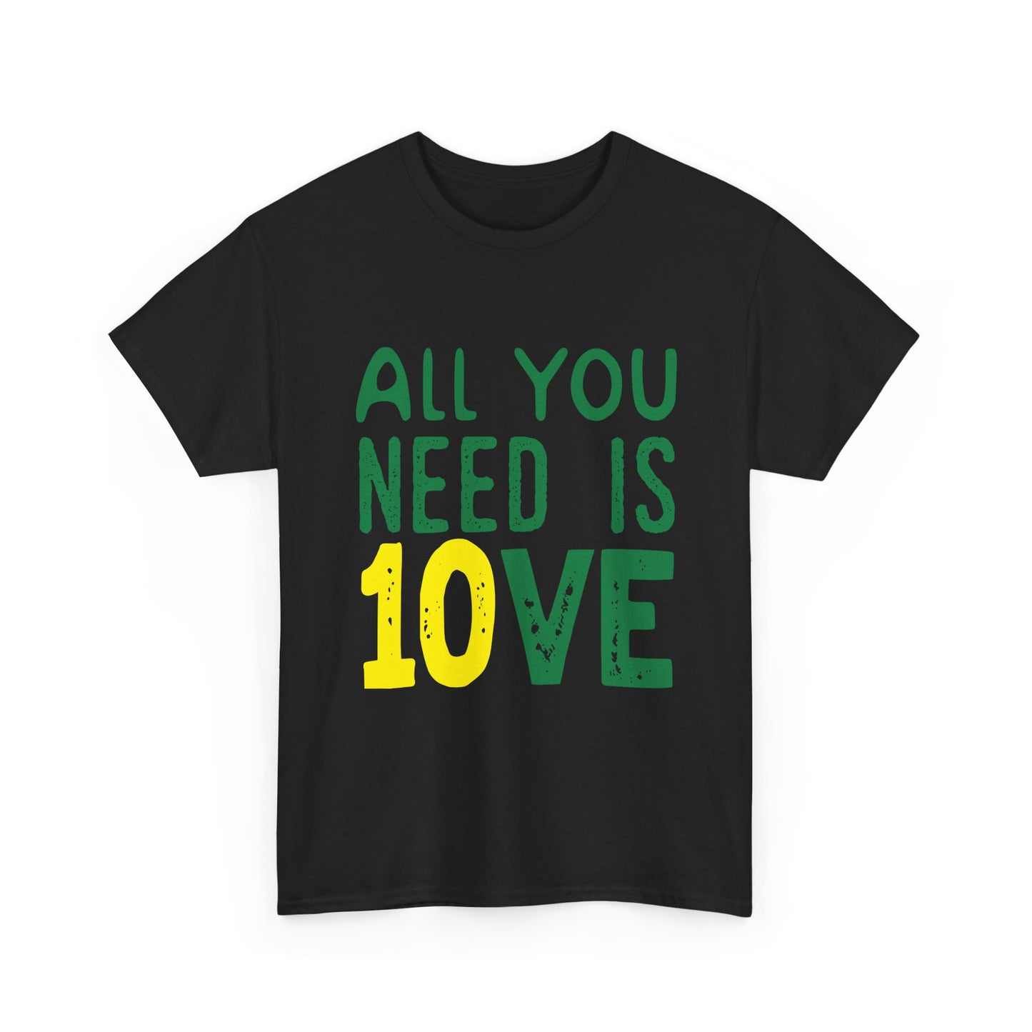 T-Shirt — "All You Need Is 10VE" Retro Green & Yellow Love Tee