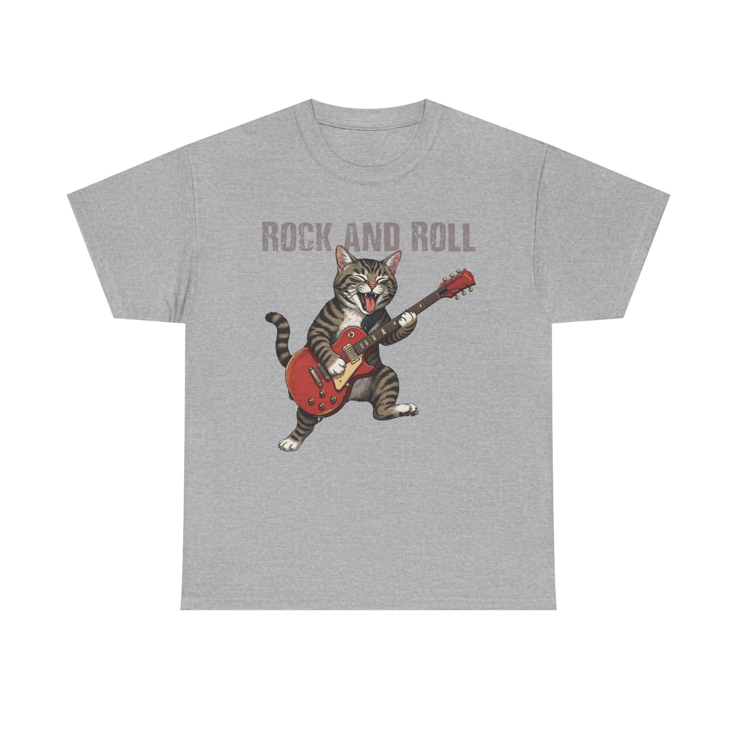 Rock and Roll Cat T-Shirt — Vintage Guitar Kitty Graphic Tee