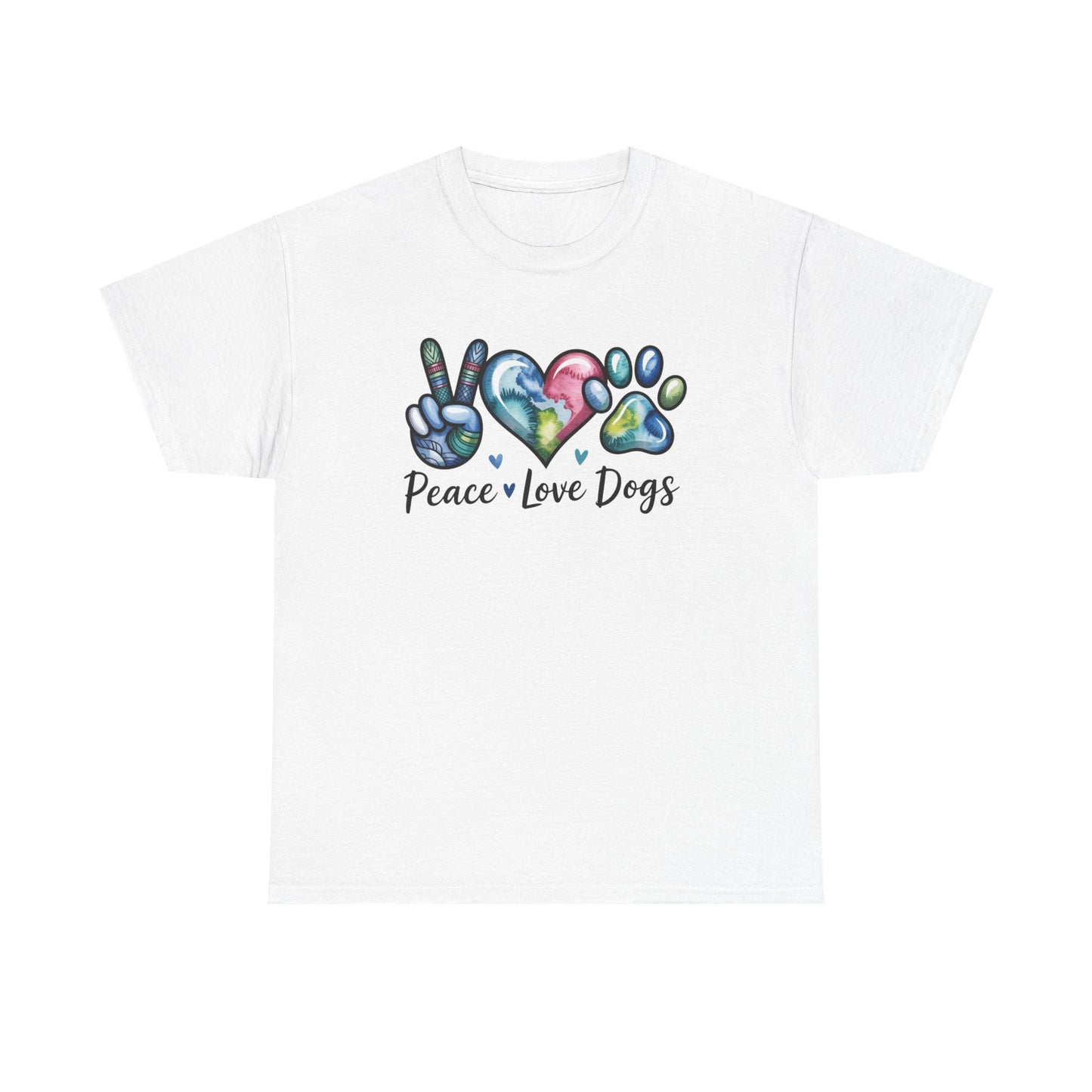 Peace Love Dogs T-Shirt — Cute Paw Print Graphic Tee for Dog Lovers