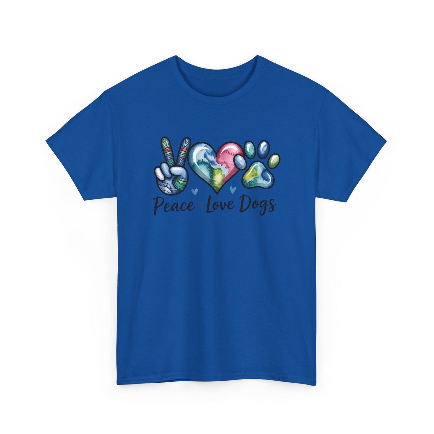 Peace Love Dogs T-Shirt — Cute Paw Print Graphic Tee for Dog Lovers