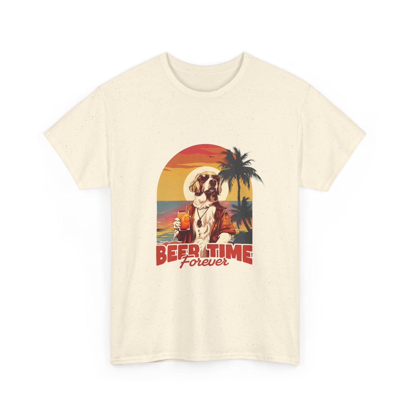 Beer Time Forever T-Shirt — Retro Beach Dog Vacation Tee