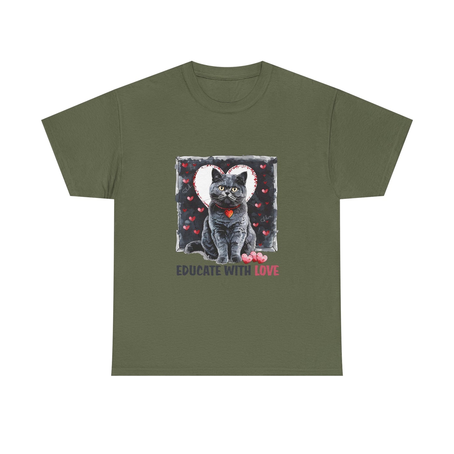 Cat “Educate With Love” T‑Shirt