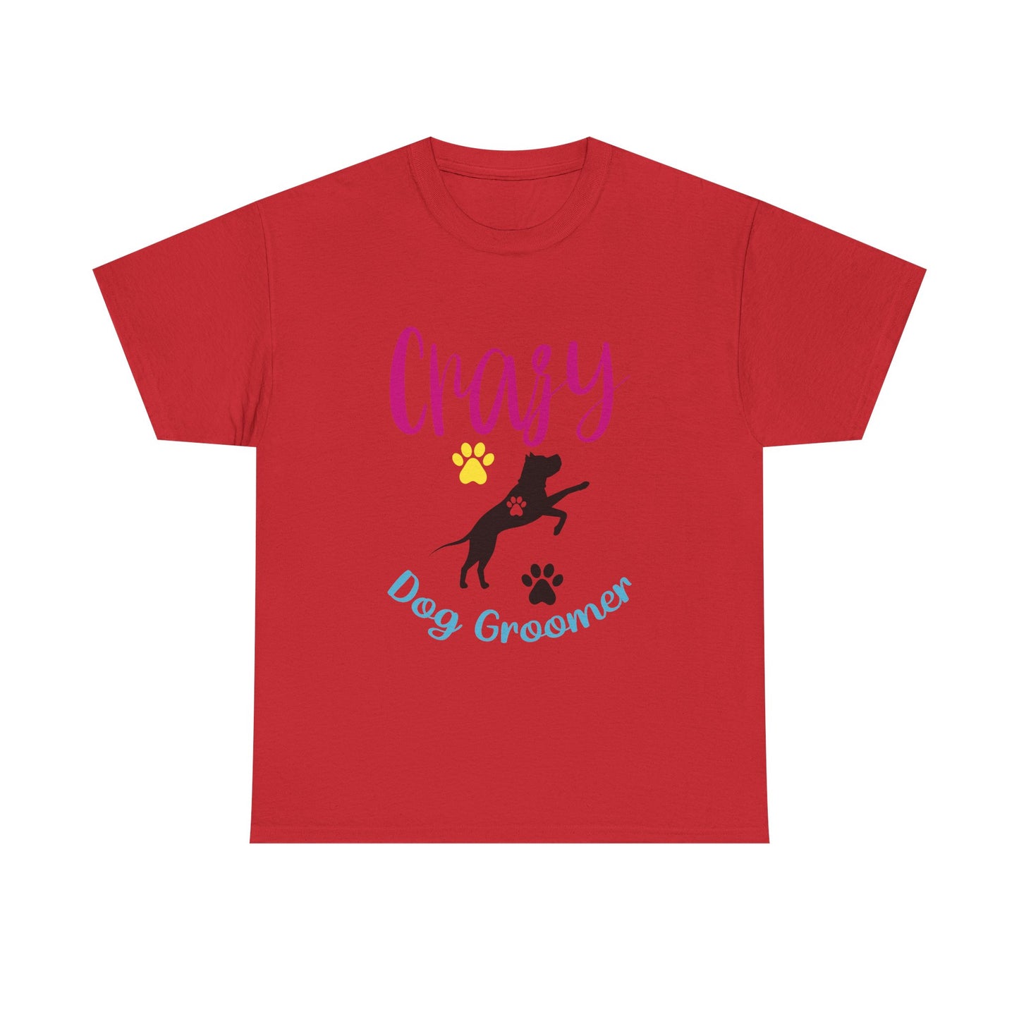 Crazy Dog Groomer T-Shirt — Funny Paw Print Grooming Tee for Pet Stylists