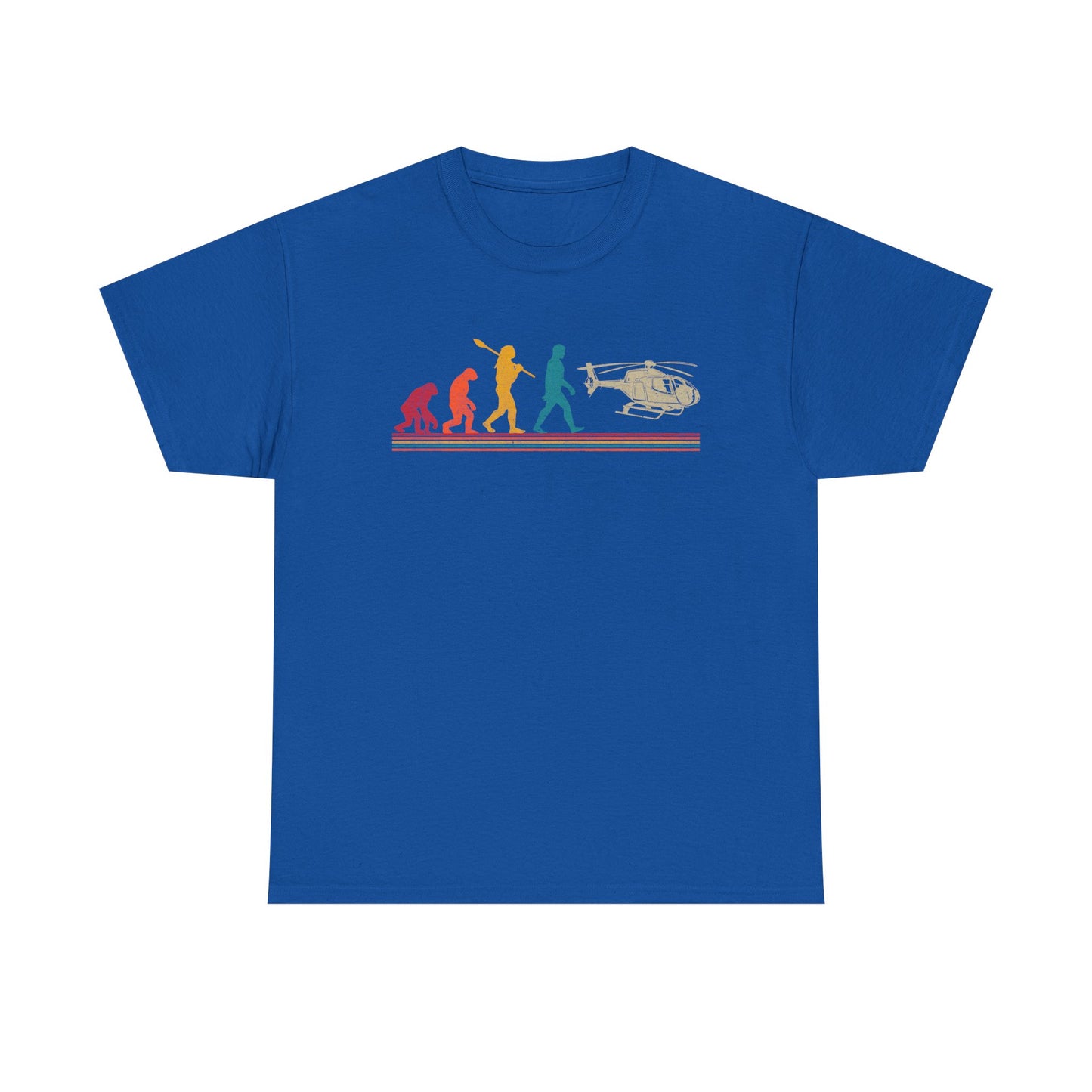 T-Shirt - Evolution of Man to Helicopter Vintage Graphic Tee