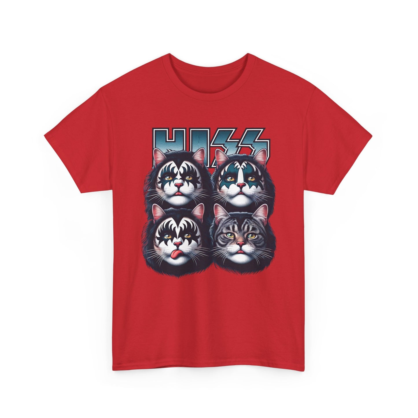 KISS-Style Rock Cat Band T-Shirt