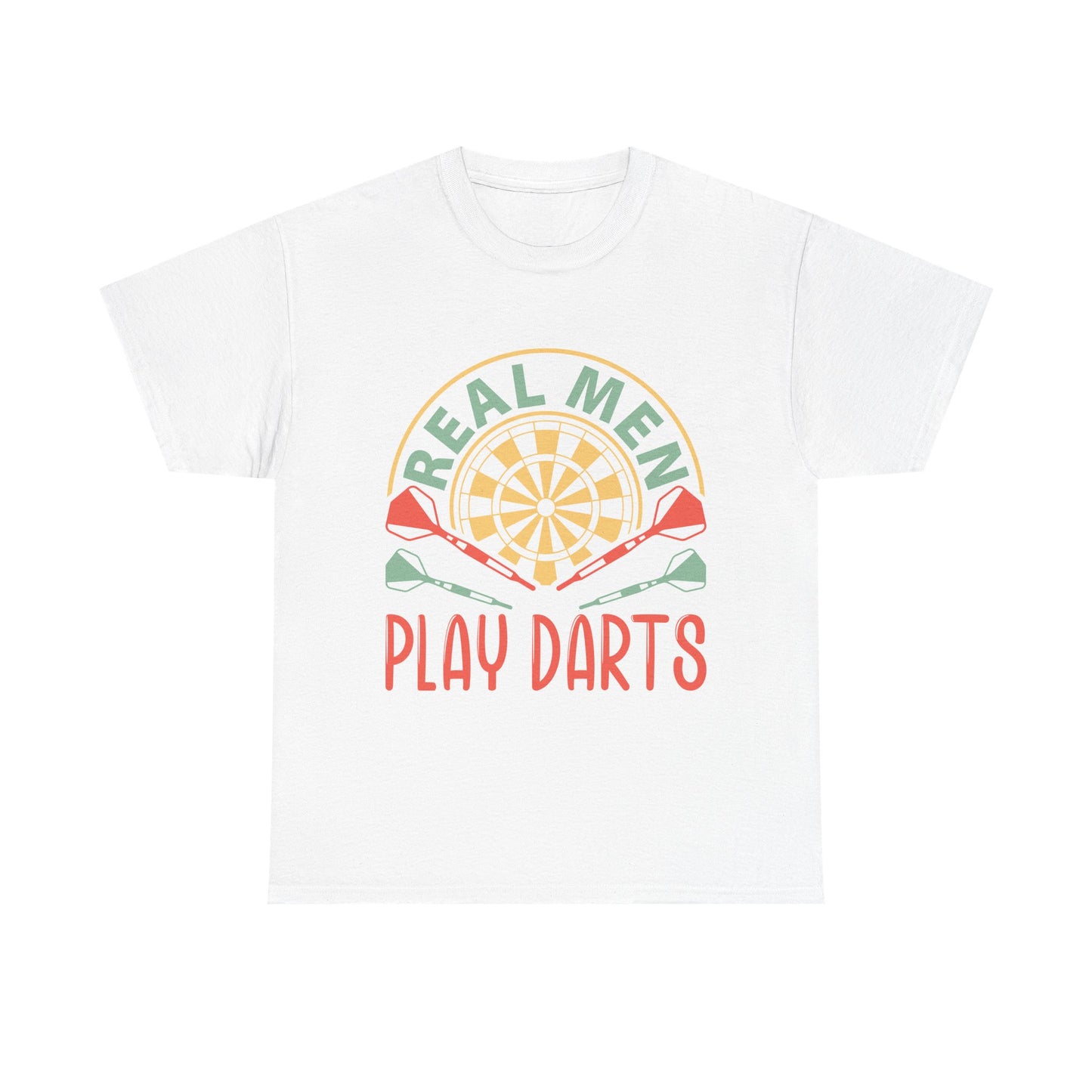 Darts T-Shirt — “Real Men Play Darts” Retro Dartboard Tee