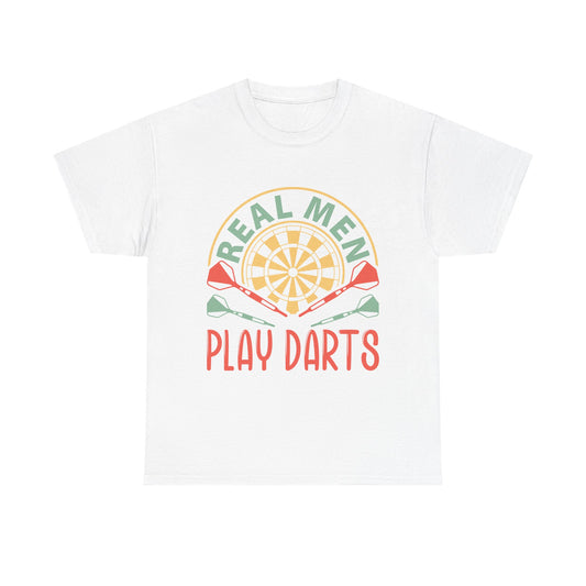 Darts T-Shirt — “Real Men Play Darts” Retro Dartboard Tee