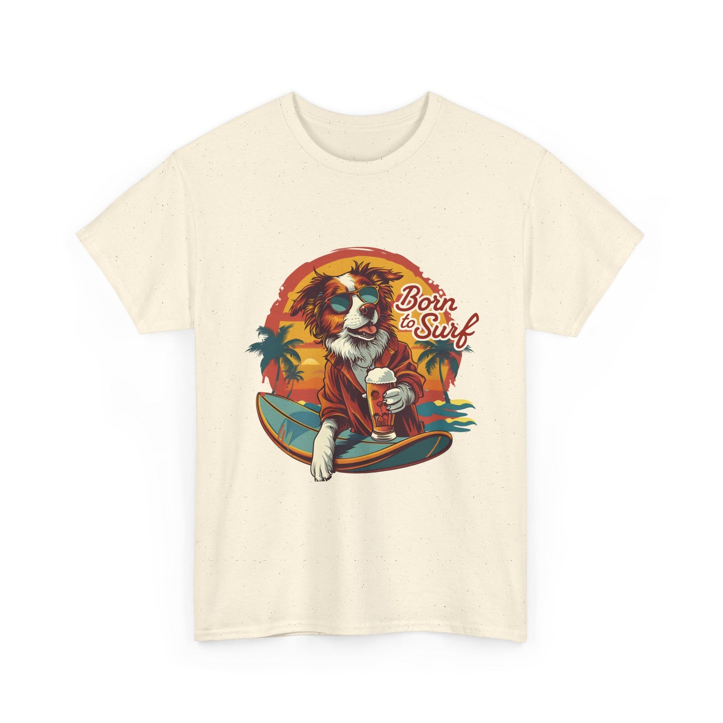 T-Shirt - "Born to Surf" Surfing Dog Graphic Tee