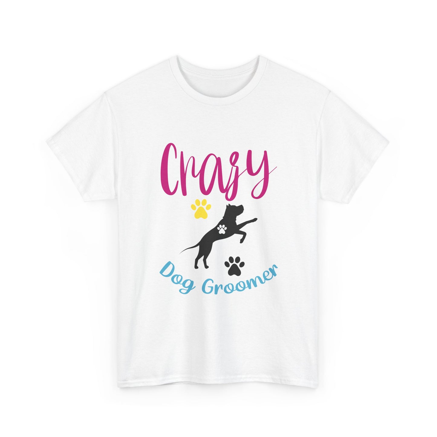 Crazy Dog Groomer T-Shirt — Funny Paw Print Grooming Tee for Pet Stylists