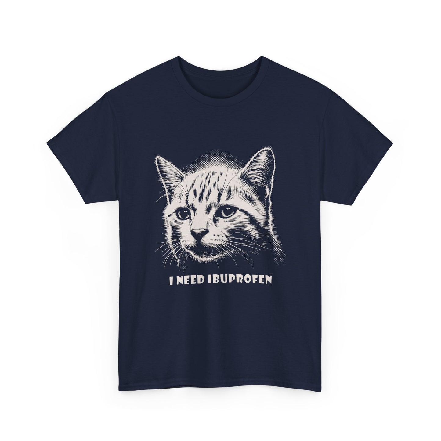 Cat Graphic Tee — "I Need Ibuprofen" Funny Vintage Cat T-Shirt