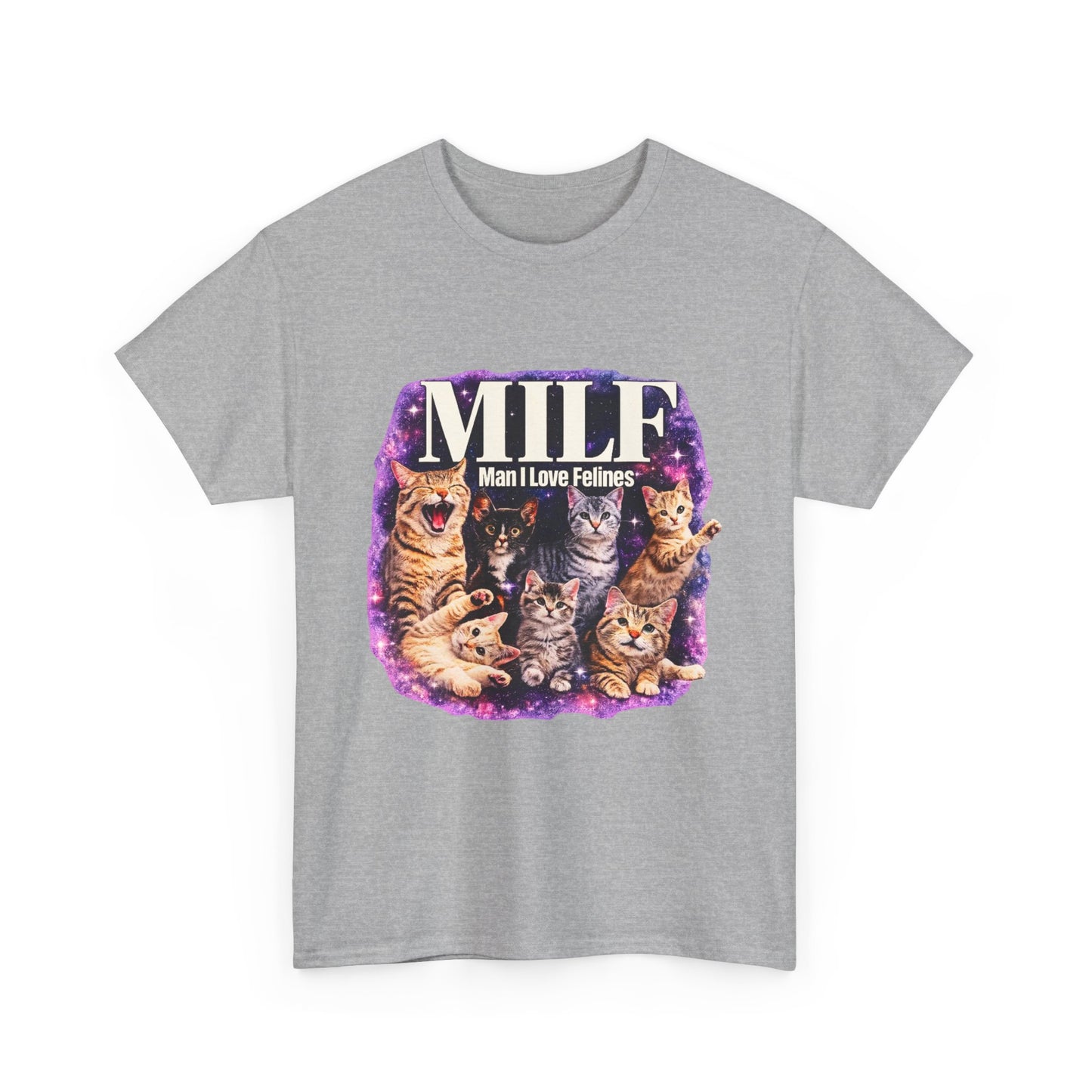 Cat Lover Tee — "MILE: Man I Love Felines" Graphic T-Shirt