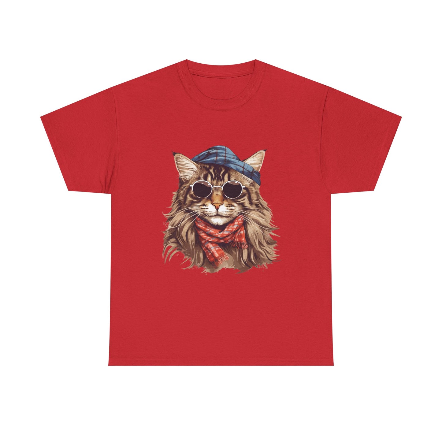 Cat Portrait Tee — Hipster Cat with Sunglasses & Bandana Graphic T-Shirt