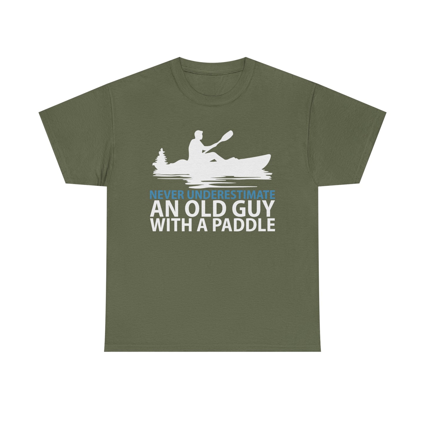 Kayak T-Shirt — "Never Underestimate An Old Guy With A Paddle" Vintage Paddleboarding Tee