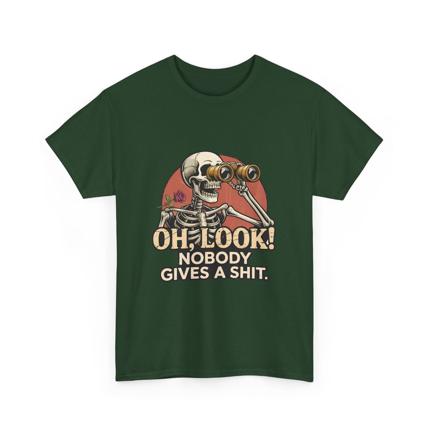 Skull Binoculars Tee — "Oh, Look! Nobody Gives a Shit." Graphic T-Shirt