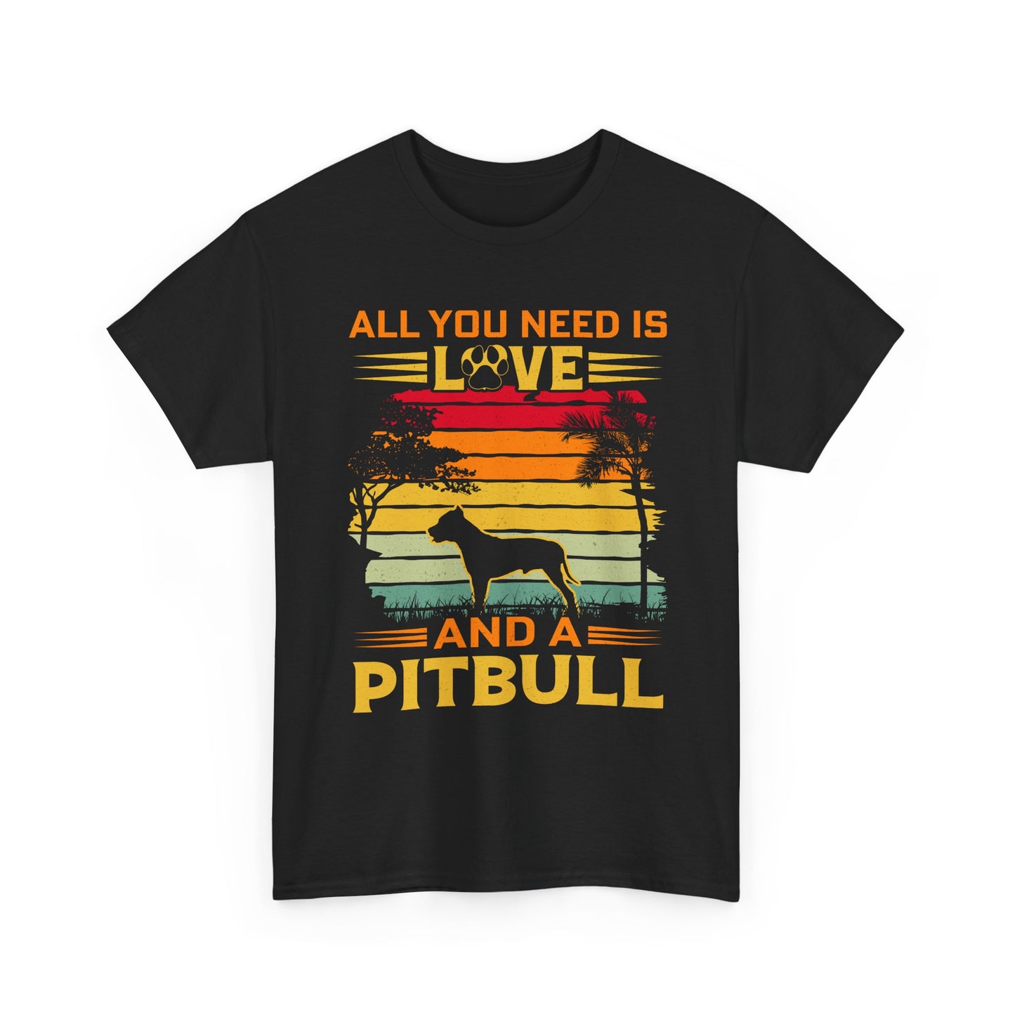 Pitbull T-Shirt – "All You Need Is Love and a Pitbull" Vintage Sunset Tee