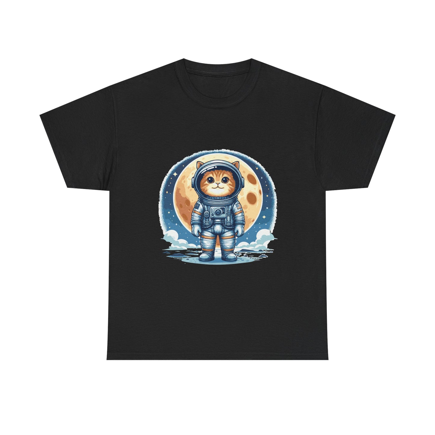 Astronaut Cat T-Shirt – Cute Space Kitty Tee with Moon