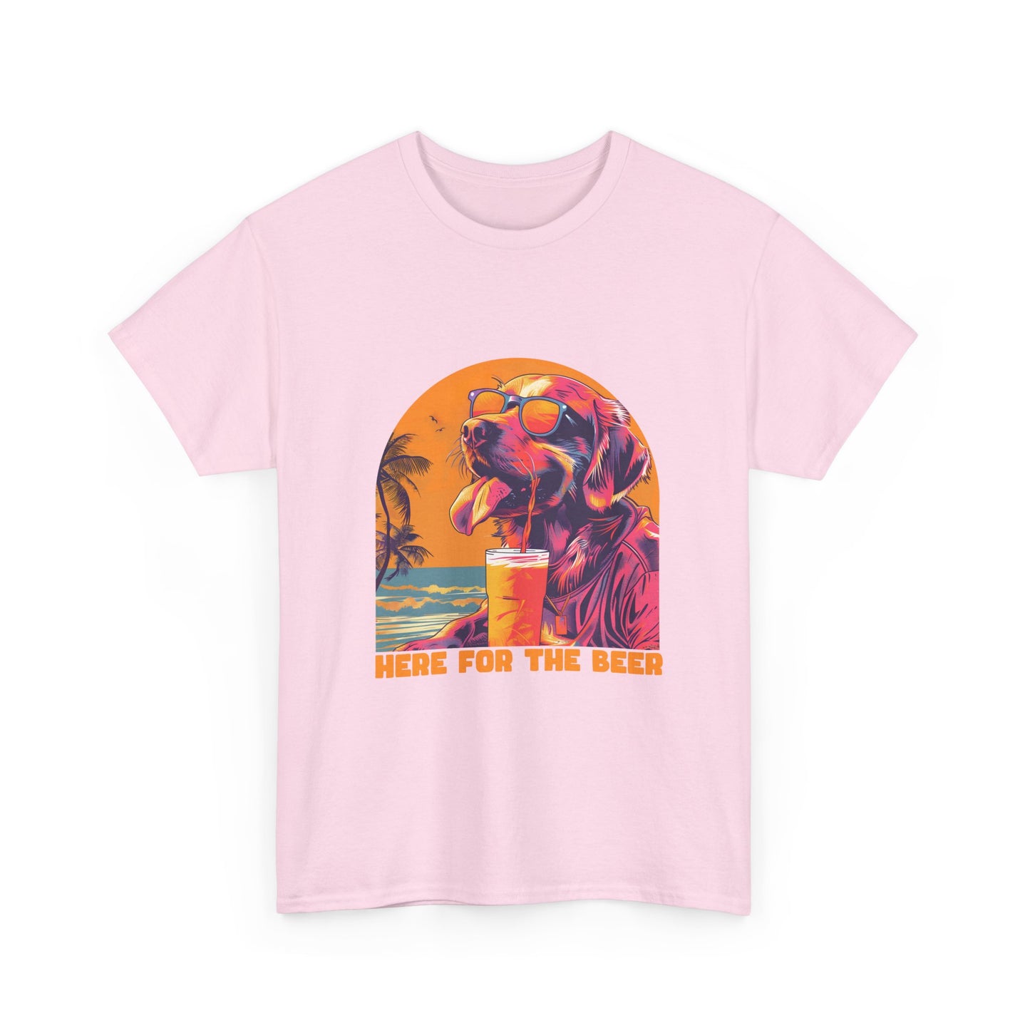 Here For The Beer T-Shirt — Retro Flamingo Beach Tee