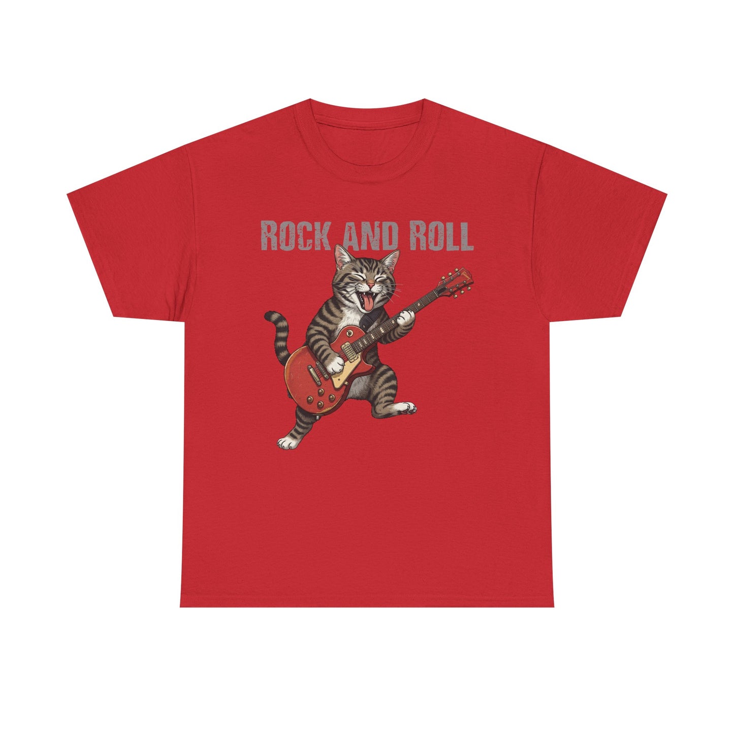 Rock and Roll Cat T-Shirt — Vintage Guitar Kitty Graphic Tee