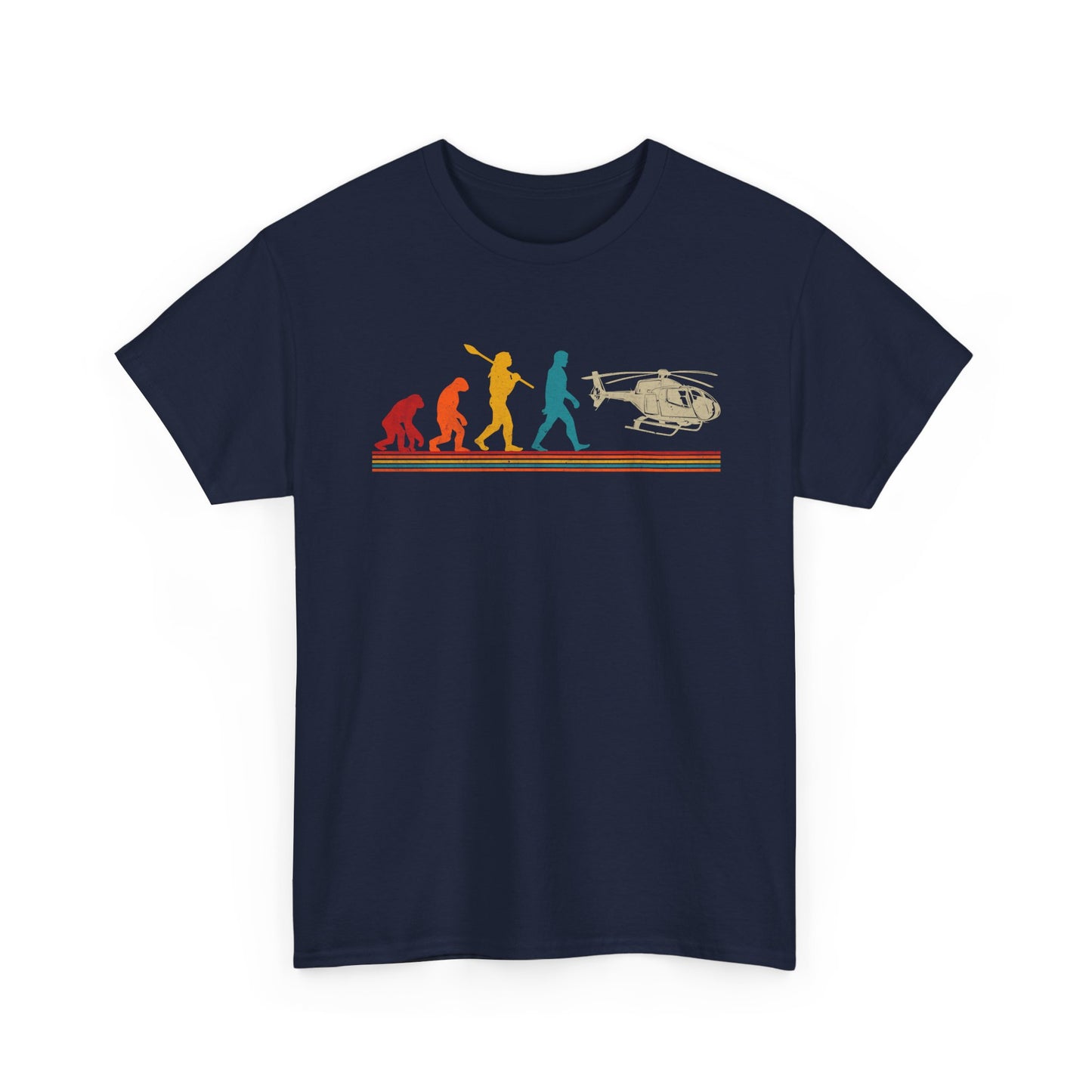 T-Shirt - Evolution of Man to Helicopter Vintage Graphic Tee