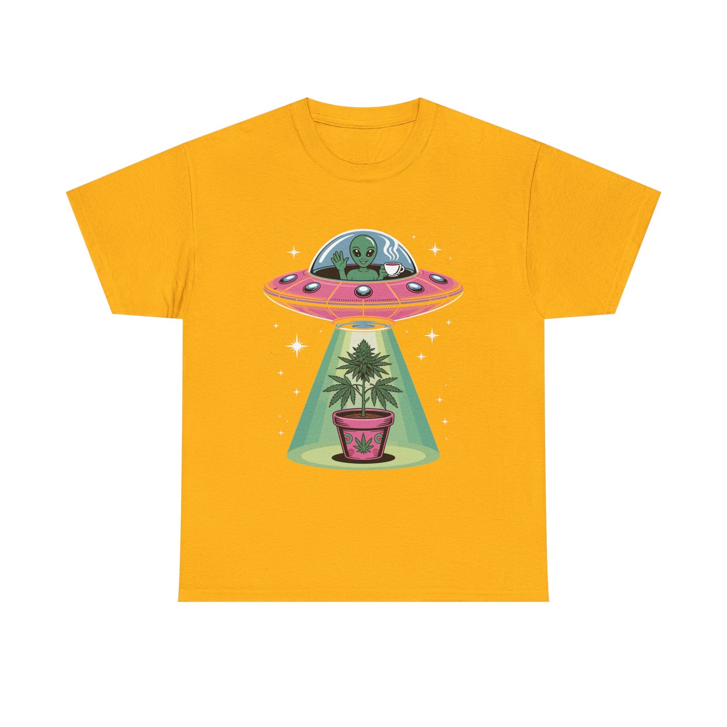 Alien UFO Plant Tee — Cute Extraterrestrial Plant Abduction Graphic T-Shirt