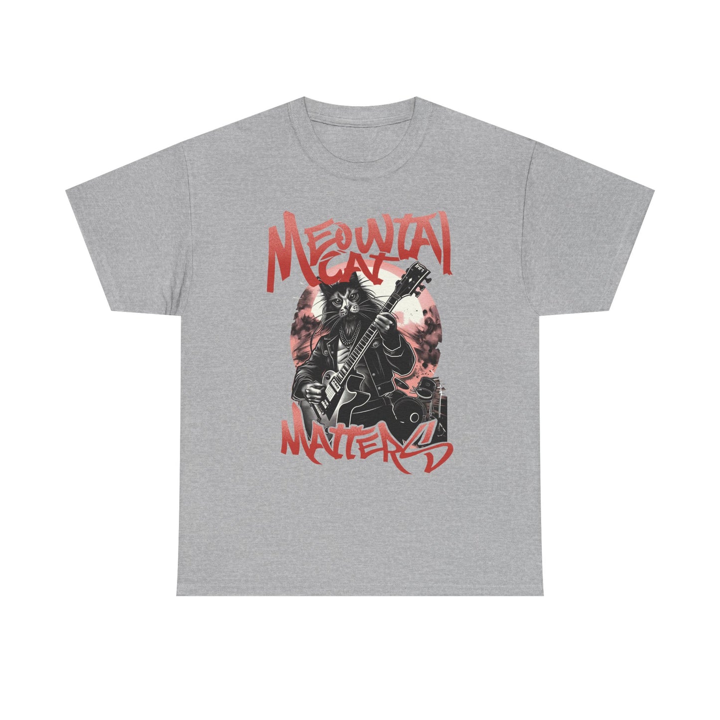 Cat Metal T-Shirt – “Meowtal Matters” Rock Guitar Cat Tee