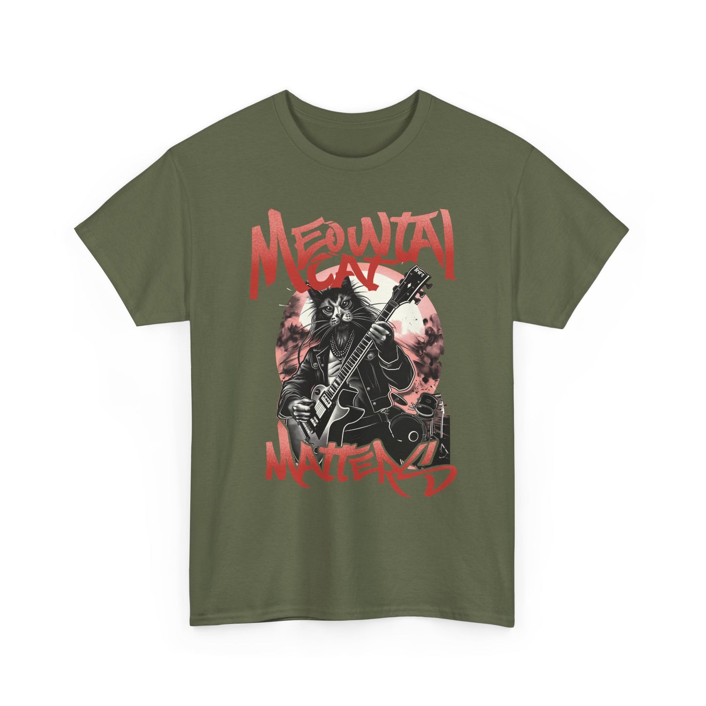 Cat Metal T-Shirt – “Meowtal Matters” Rock Guitar Cat Tee