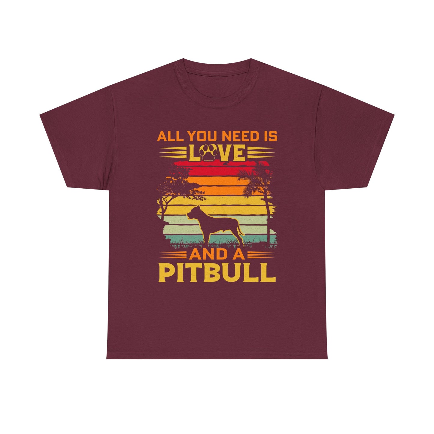 Pitbull T-Shirt – "All You Need Is Love and a Pitbull" Vintage Sunset Tee