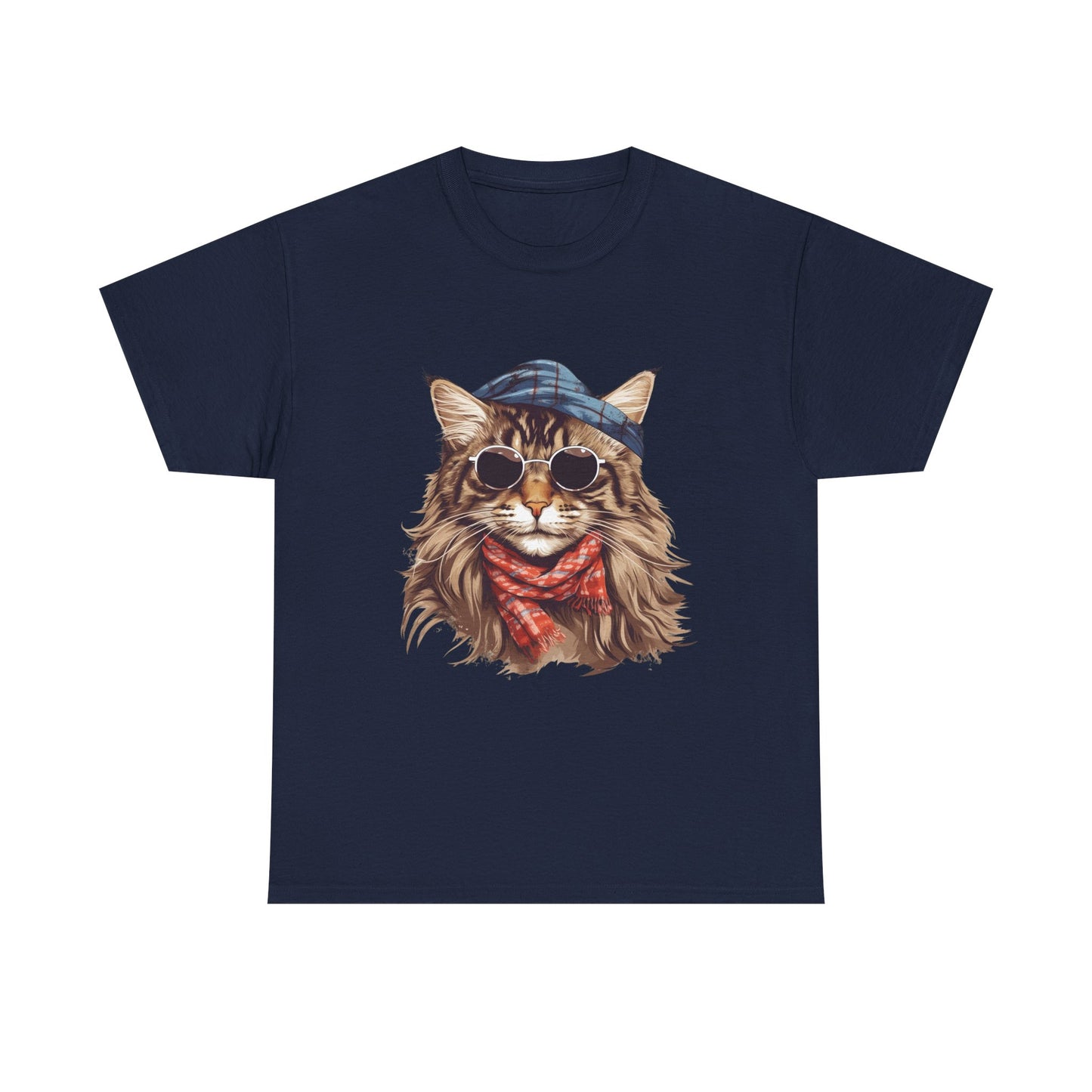 Cat Portrait Tee — Hipster Cat with Sunglasses & Bandana Graphic T-Shirt