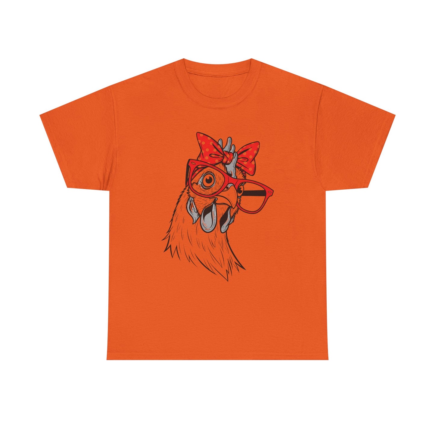 Chicken with Polka Dot Bow Tee - Cute Retro Hen Graphic T-Shirt