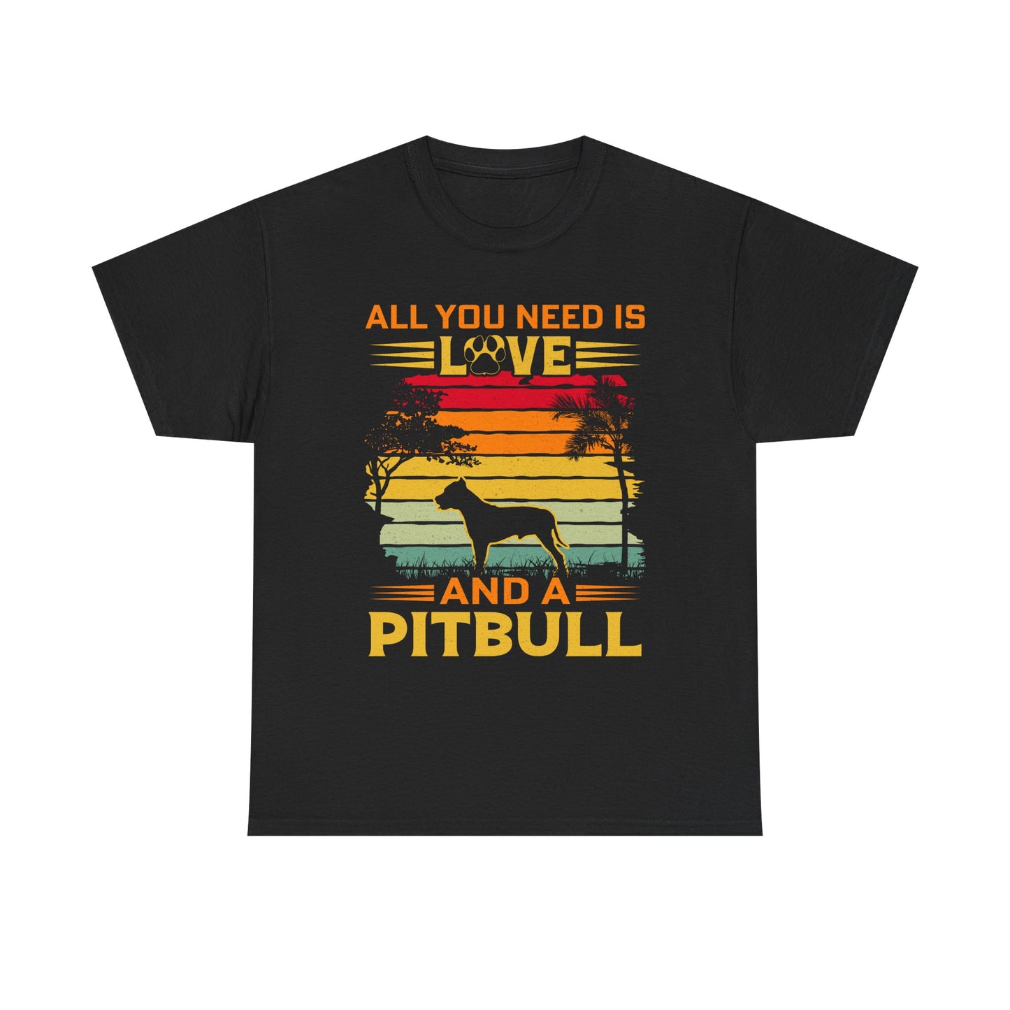 Pitbull T-Shirt – "All You Need Is Love and a Pitbull" Vintage Sunset Tee