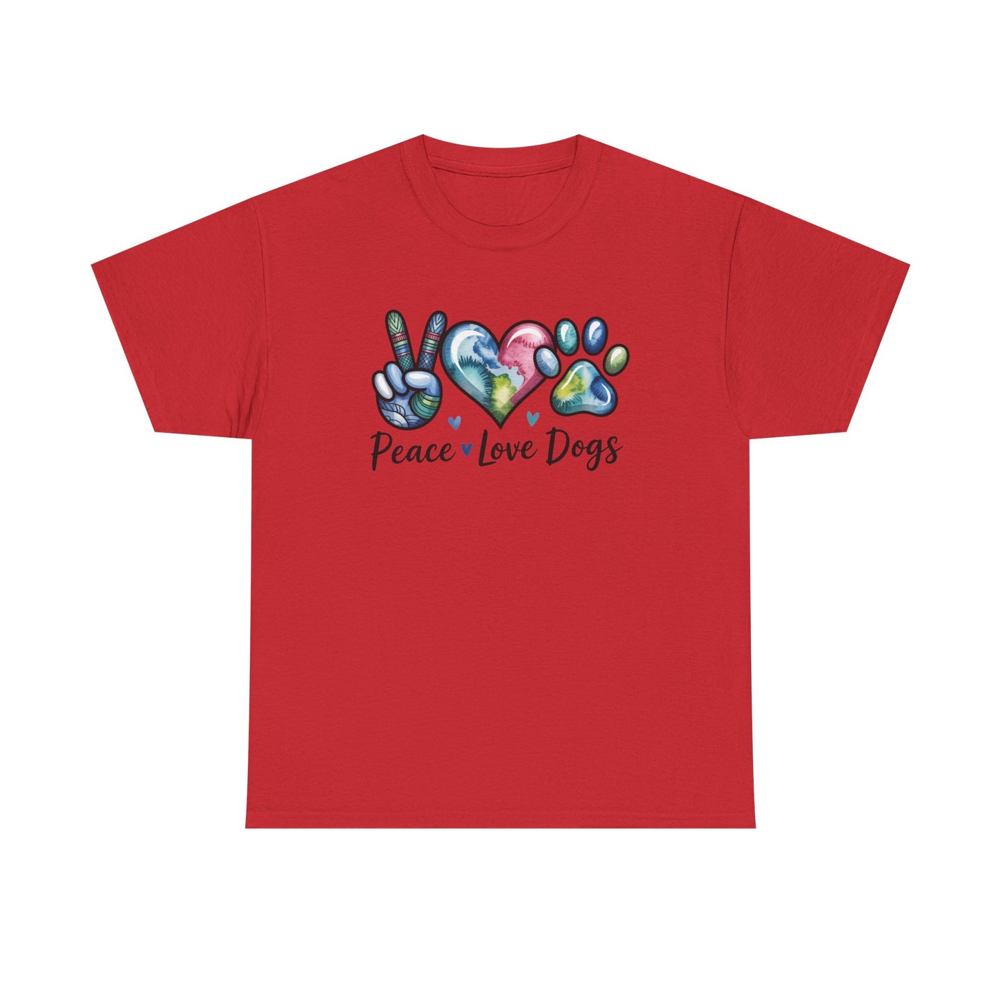 Peace Love Dogs T-Shirt — Cute Paw Print Graphic Tee for Dog Lovers