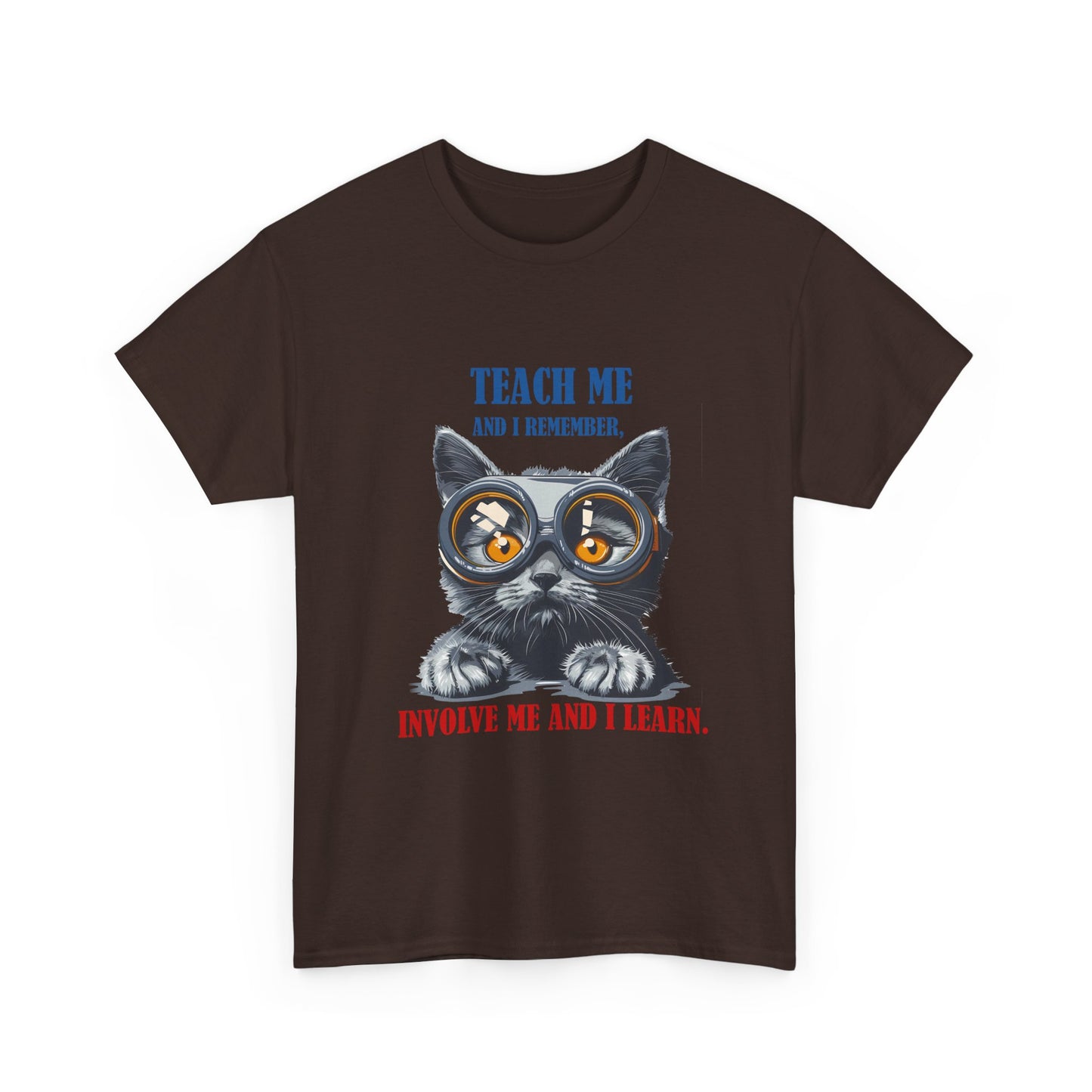 Cat Teacher T‑Shirt — “Teach Me and I Remember, Involve Me and I Learn” Educational Cat Tee