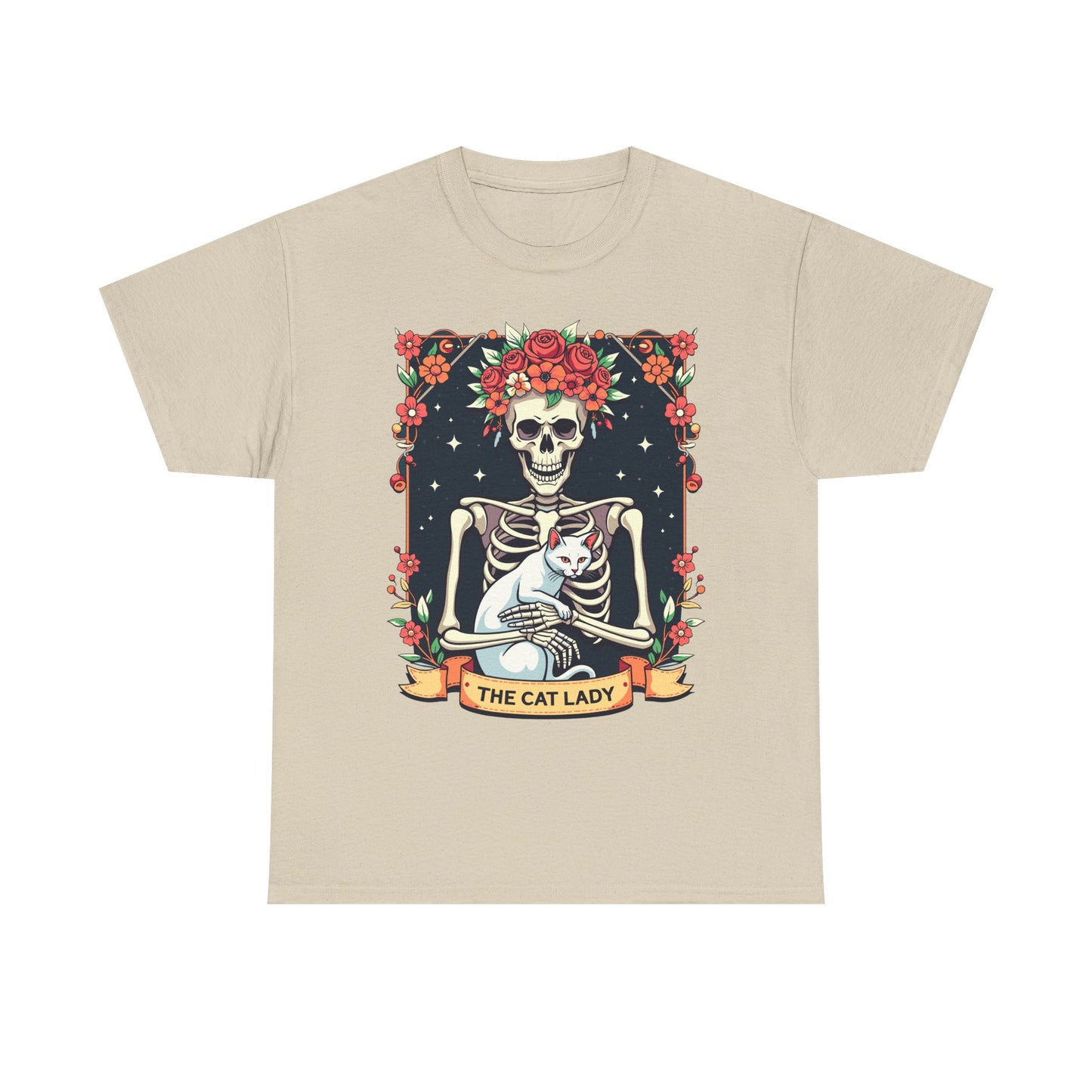 Cat Lady Skeleton T-Shirt — Floral Day of the Dead Cat Tee