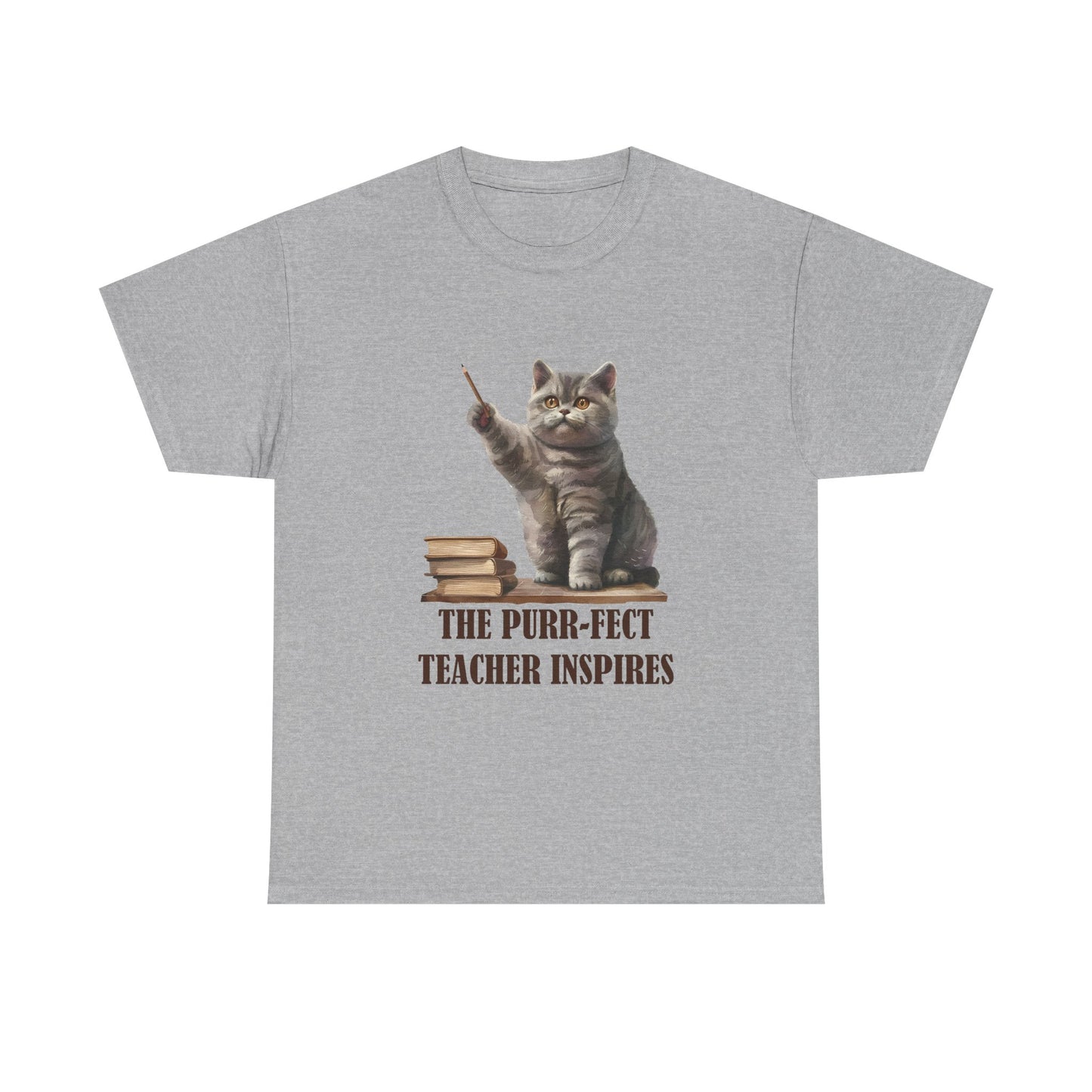 Teacher Cat T-Shirt — "The Purr-fect Teacher Inspires" Cute Gift for Educators