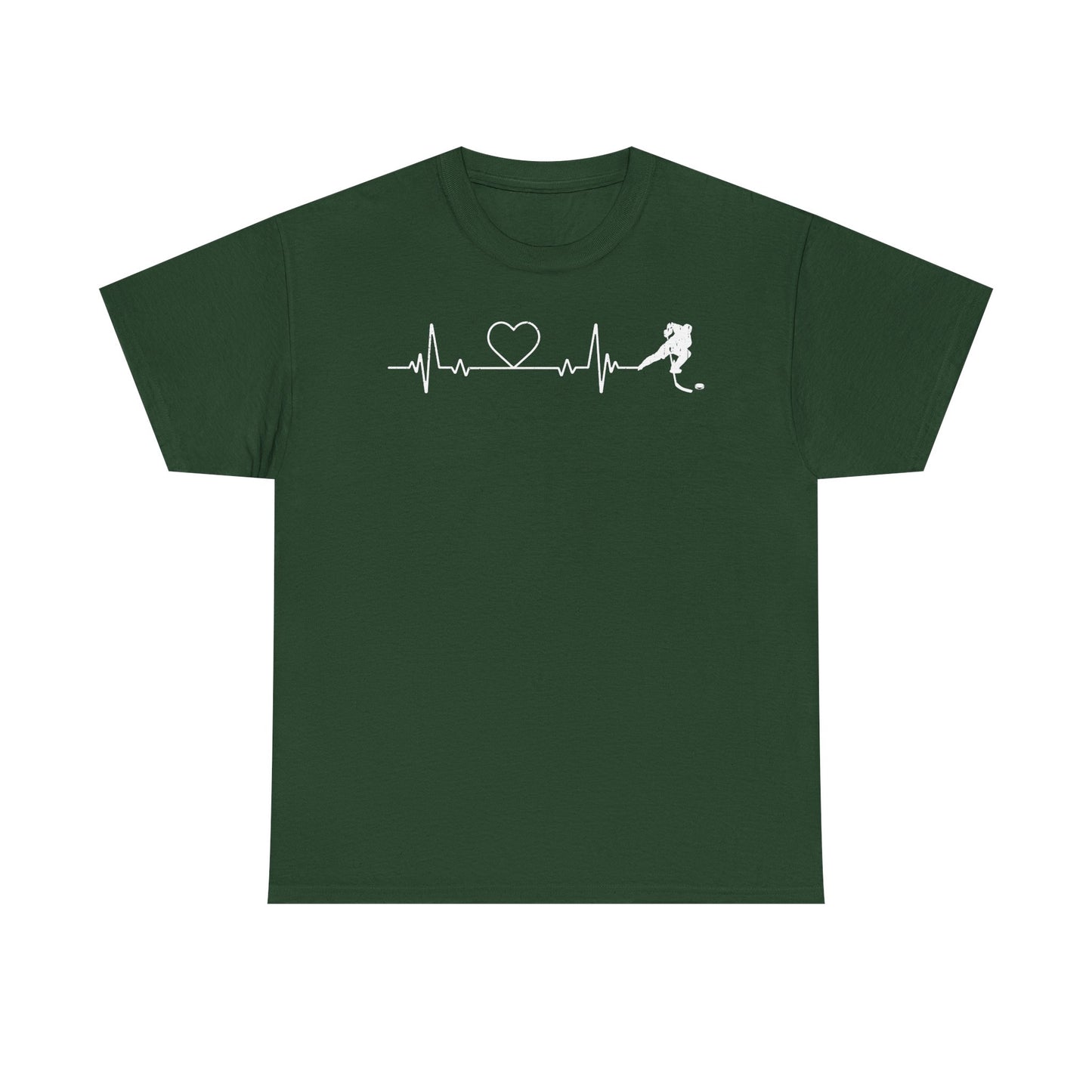 Running Heartbeat T-Shirt — Runner ECG Line with Heart Graphic