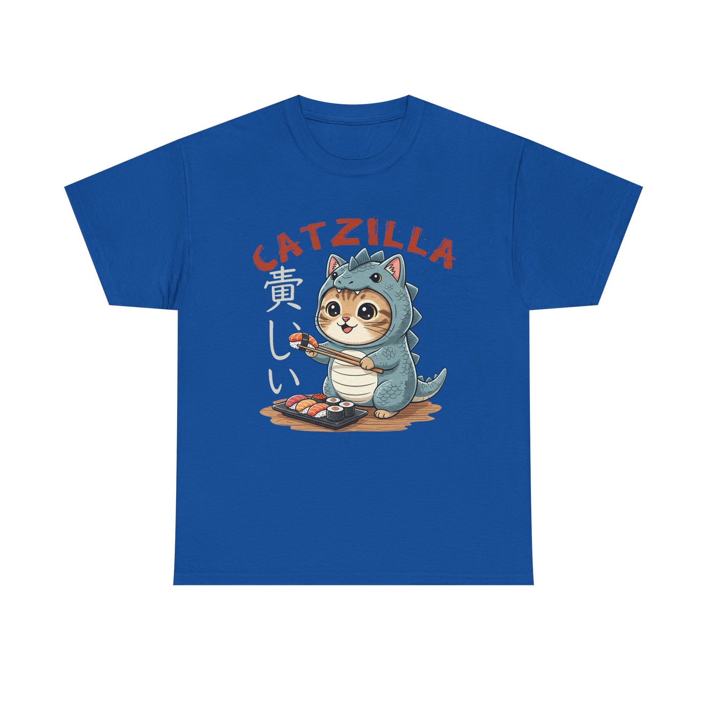 Catzilla T-Shirt — Cute Cat Dinosaur Costume Eating Sushi Graphic Tee