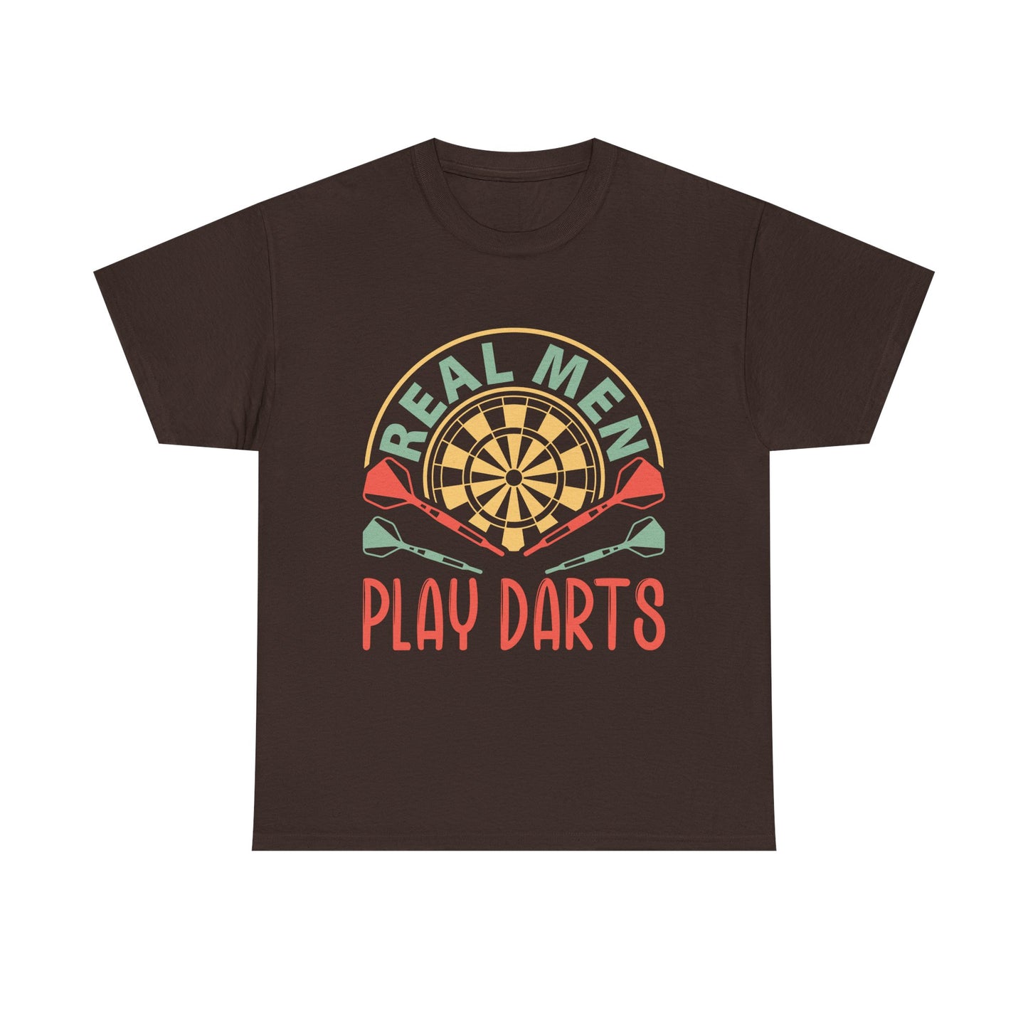 Darts T-Shirt — “Real Men Play Darts” Retro Dartboard Tee