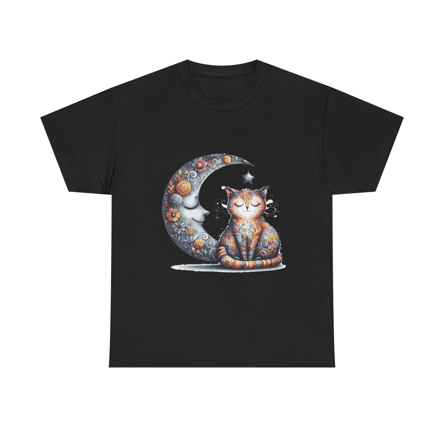 Cat Moon T-Shirt — Whimsical Cosmic Cat Graphic Tee