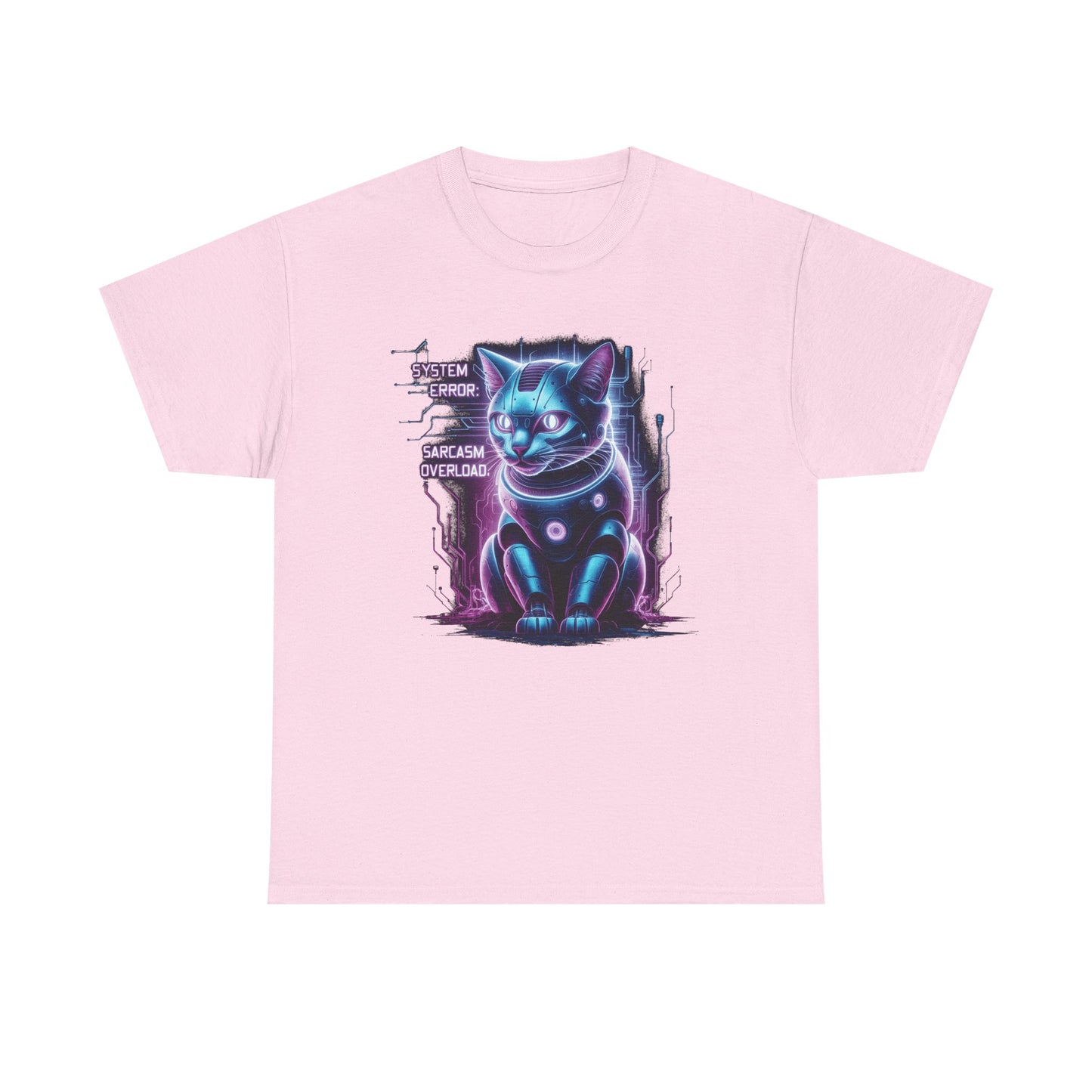 Neon Cyberpunk Lucky Cat T-Shirt — "Problem Solver, Sarcasm Overload"